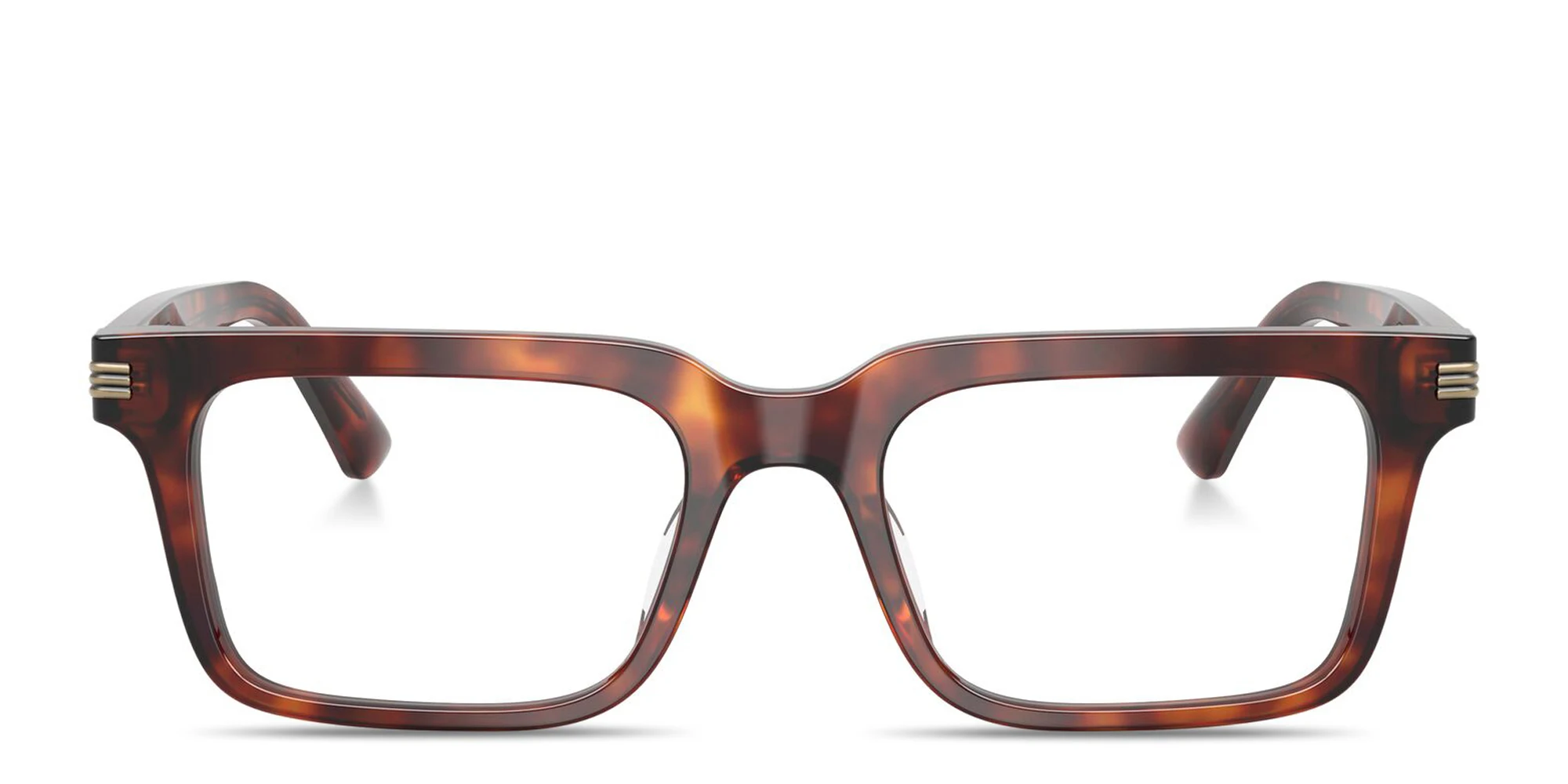 Shop Emporio Armani Eagle Logo Square Eyeglasses in Havana Red online.