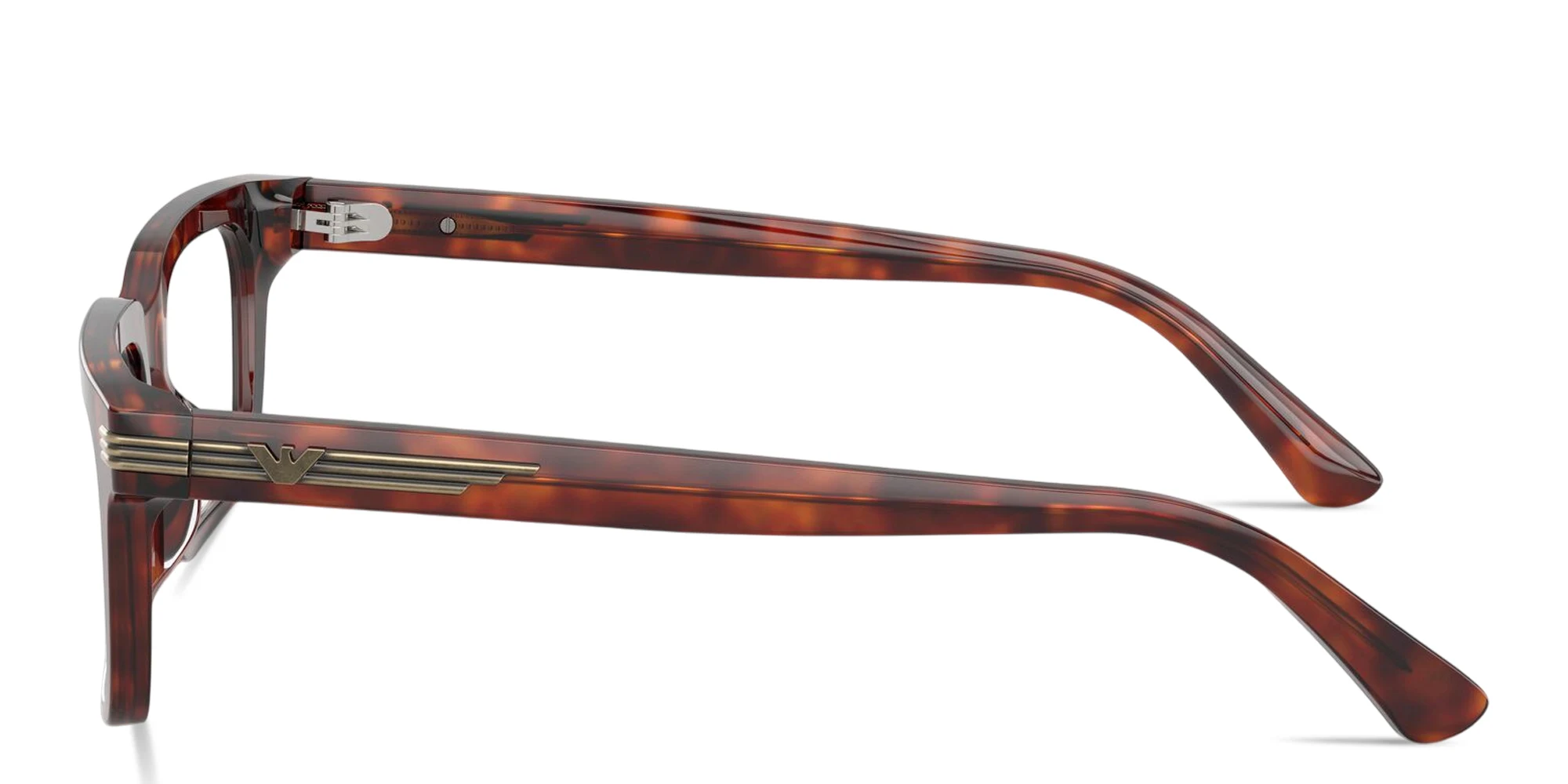 Shop Emporio Armani Eagle Logo Square Eyeglasses in Havana Red online.