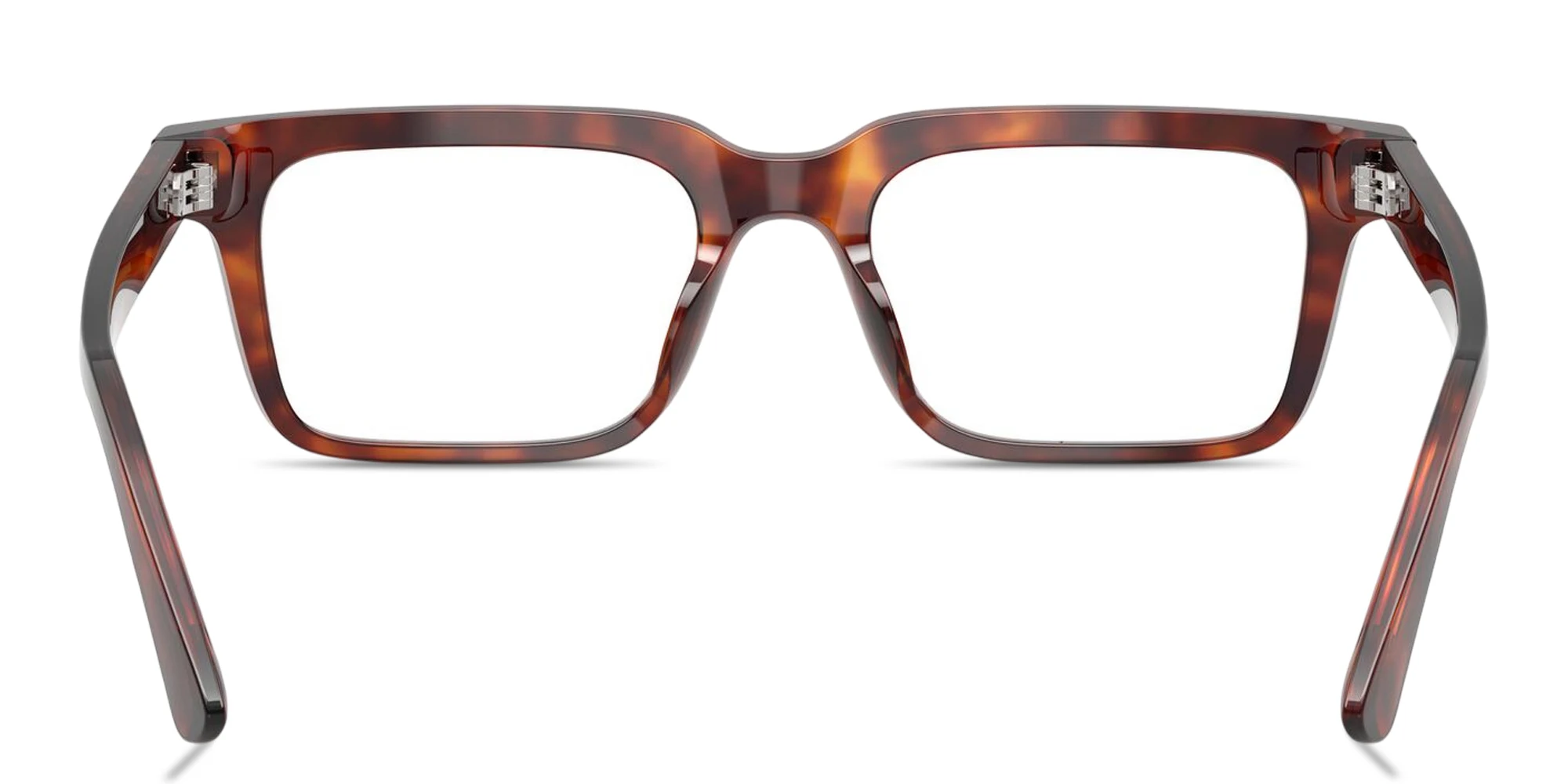 Shop Emporio Armani Eagle Logo Square Eyeglasses in Havana Red online.