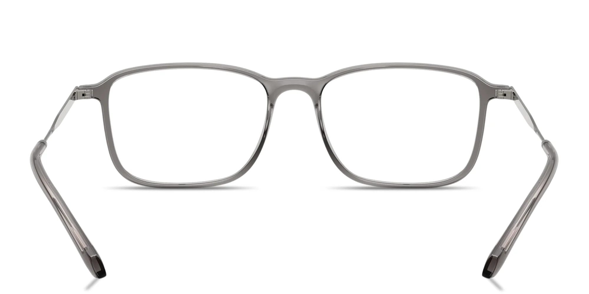 Shop GIORGIO ARMANI Engraved Logo Wide Rectangle Eyeglasses in Transparent Grey online.
