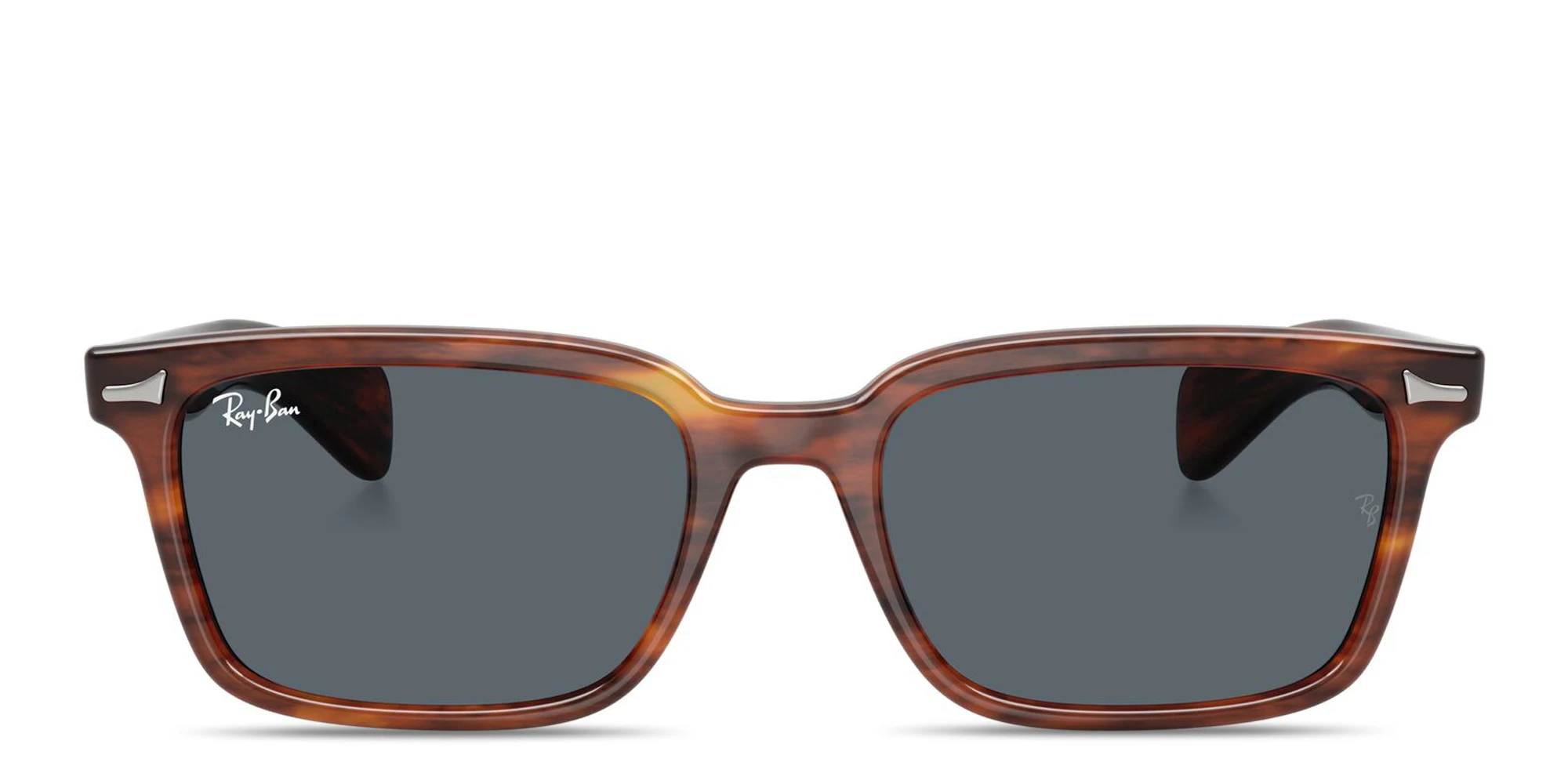 Shop Ray-Ban Brunel Unisex Rectangle Sunglasses in Striped Havana online.