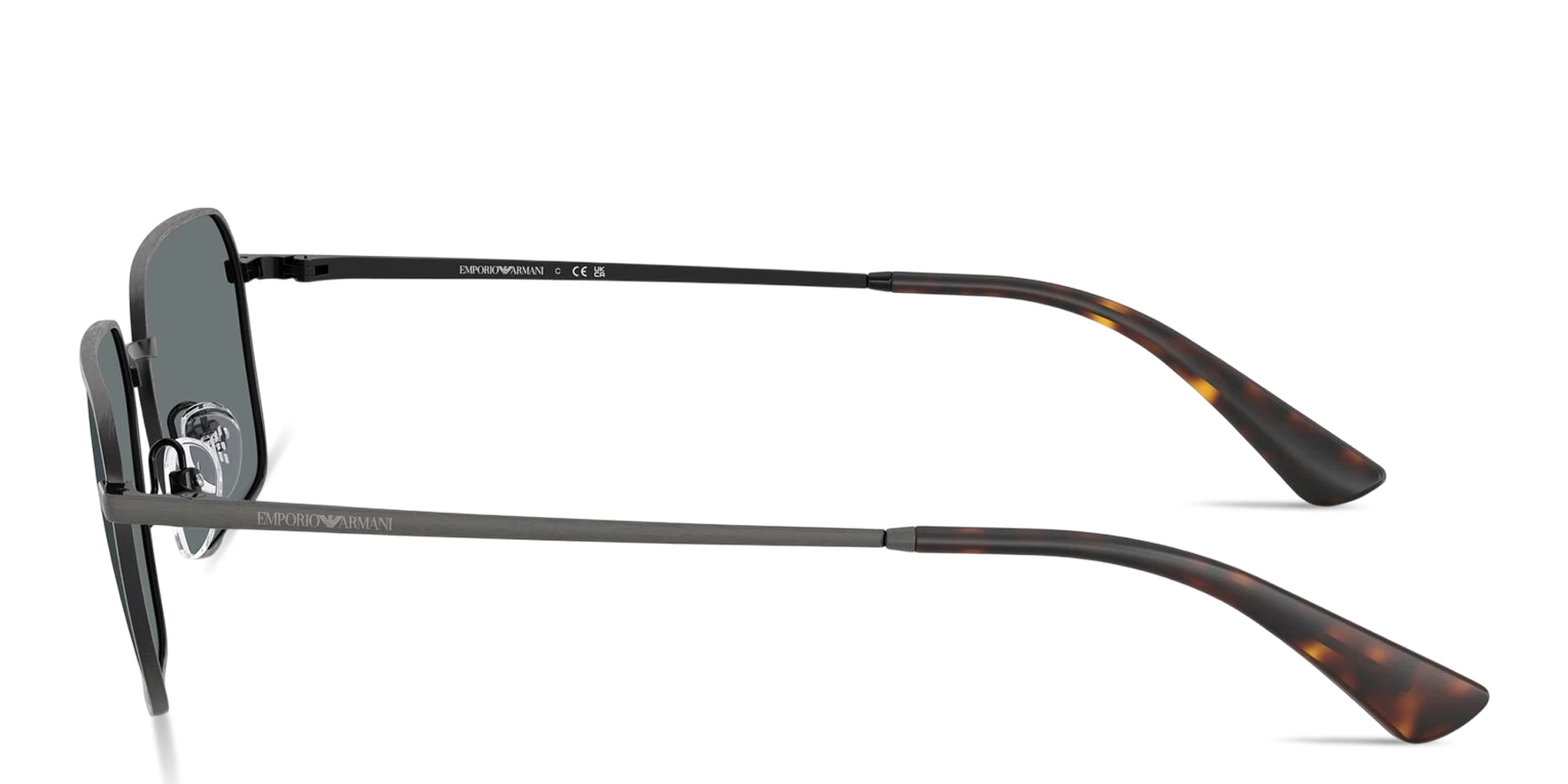 Shop Emporio Armani Engraved Logo Irregular Sunglasses in Silver online.