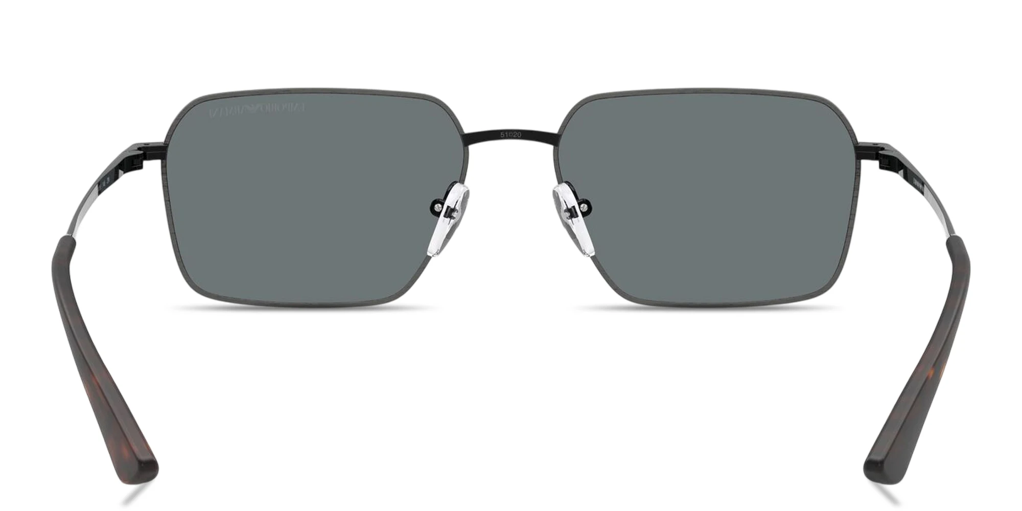Shop Emporio Armani Engraved Logo Irregular Sunglasses in Silver online.