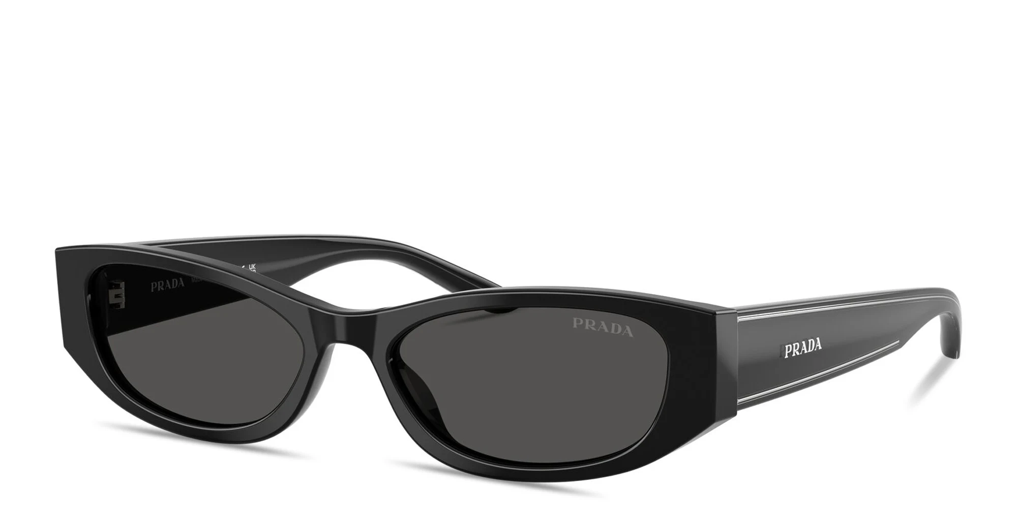 Shop PRADA Logo Signature Cat-Eye Sunglasses in Black online.