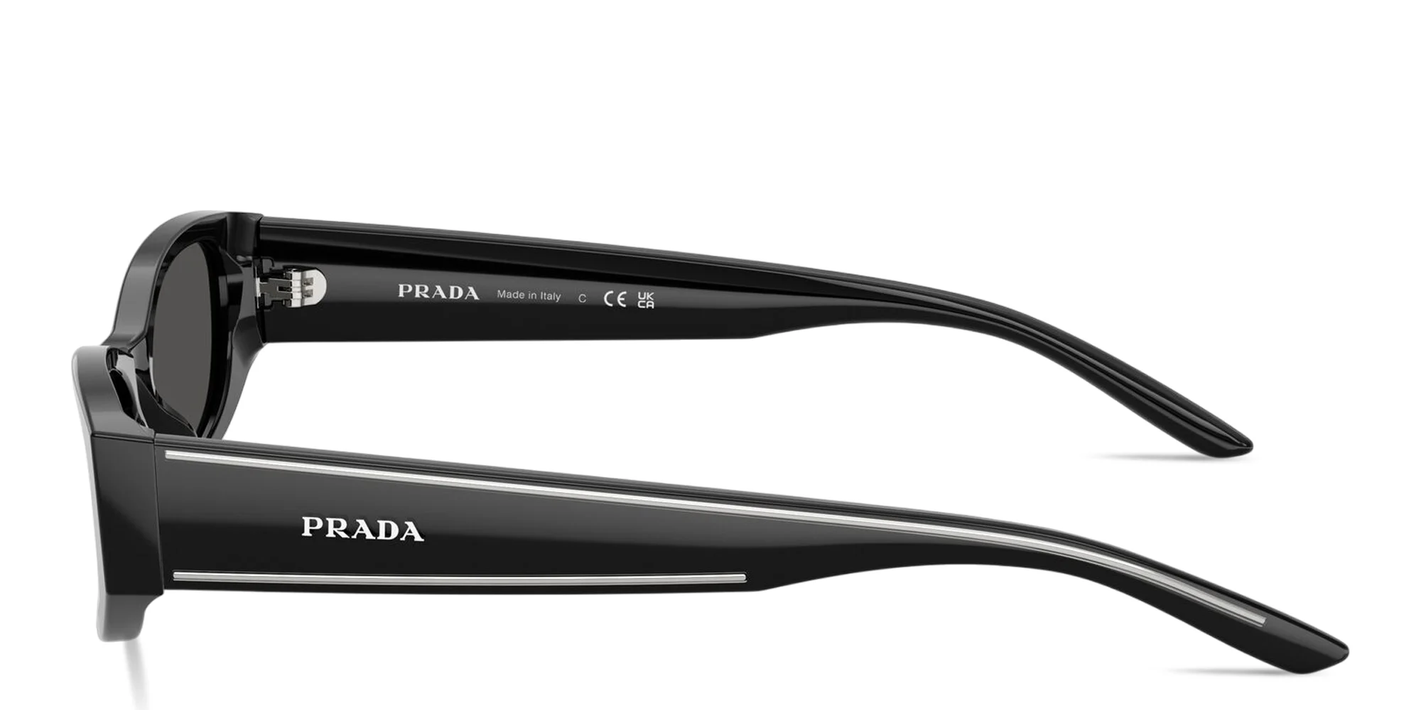 Shop PRADA Logo Signature Cat-Eye Sunglasses in Black online.