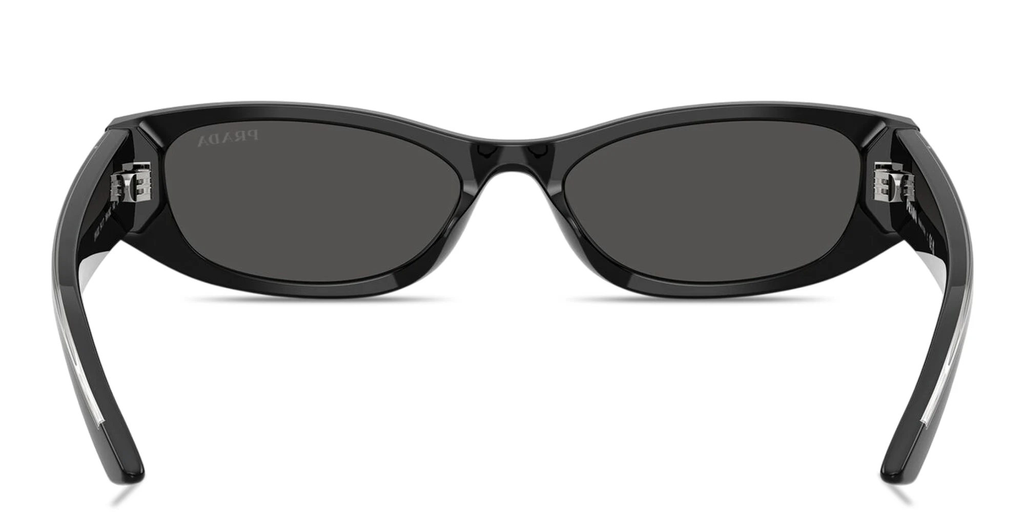 Shop PRADA Logo Signature Cat-Eye Sunglasses in Black online.
