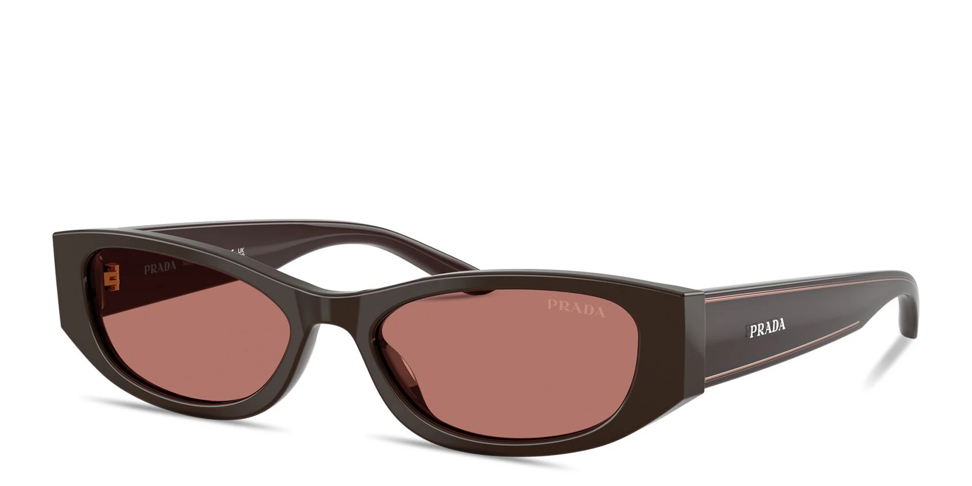 Shop PRADA Logo Signature Cat-Eye Sunglasses in Cigar online.
