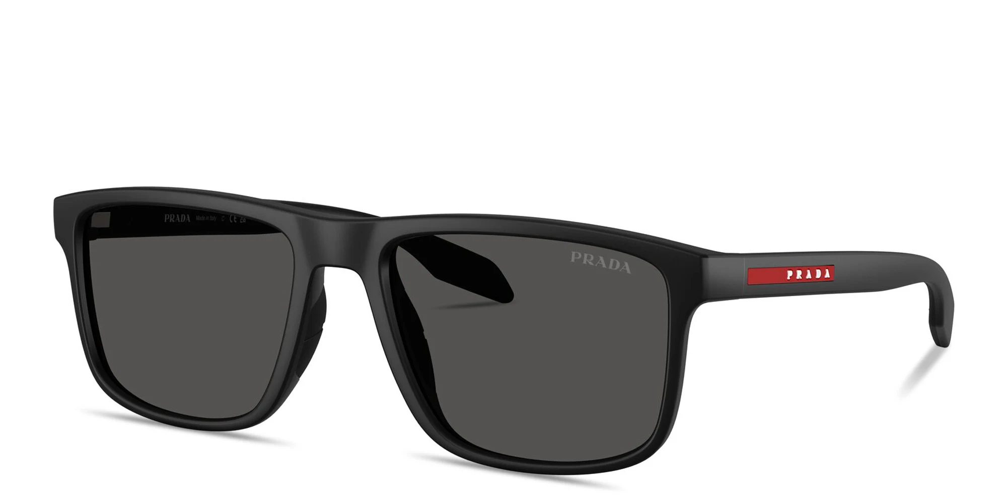 Shop Prada Linea Rossa Logo Lettering Pillow Sunglasses in Black online.