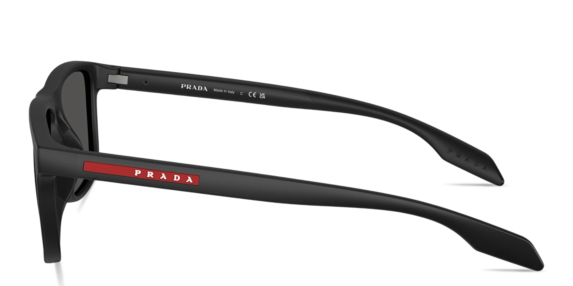 Shop Prada Linea Rossa Logo Lettering Pillow Sunglasses in Black online.