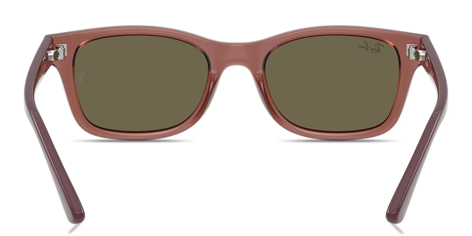 Shop Ray-Ban Junior Embossed Logo Kids Rectangle Sunglasses in Transparent Violet online.
