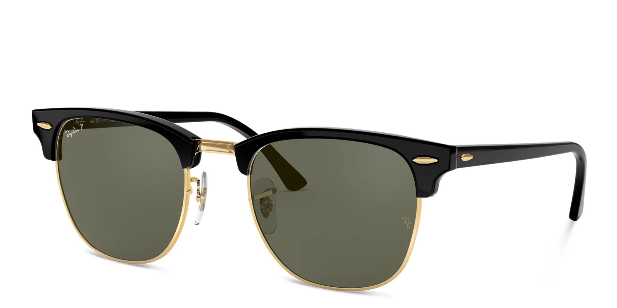 Shop Ray-Ban Unisex Square Sunglasses in Black On Gold online.