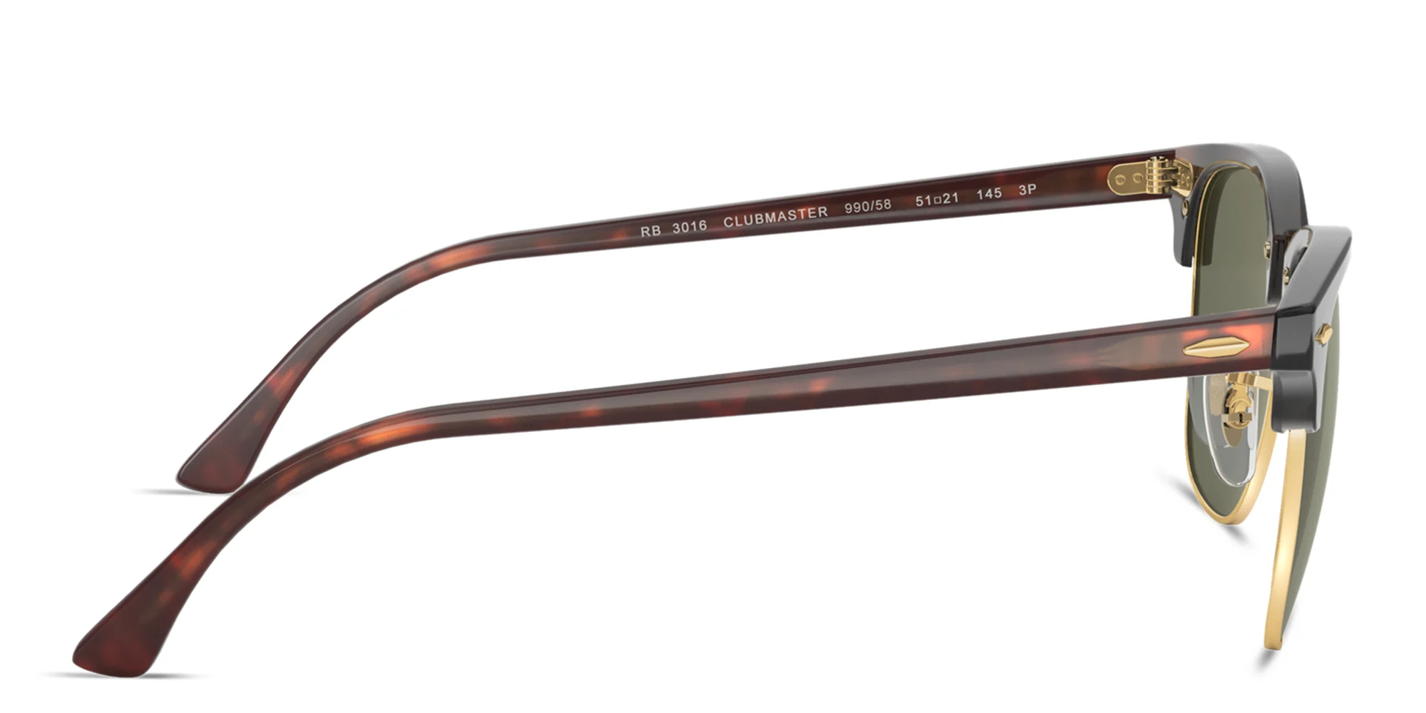 Shop Ray-Ban Clubmaster Unisex Square Sunglasses in Tortoise On Gold online.