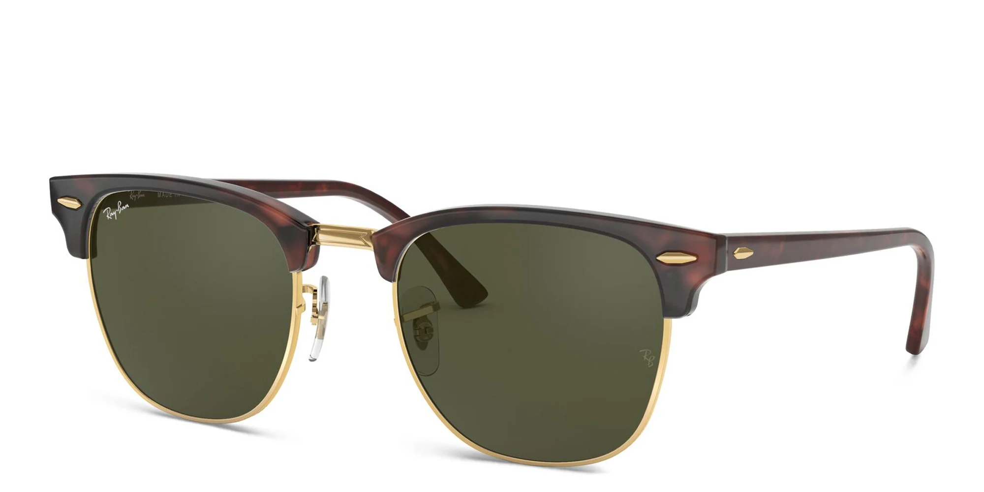 Shop Ray-Ban Clubmaster Classic Square Sunglasses in Tortoise On Gold online.
