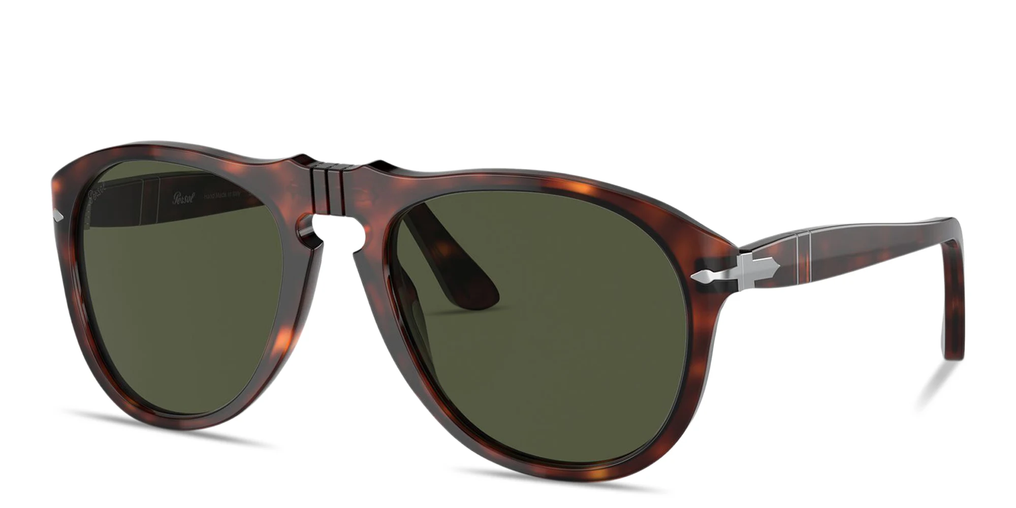Shop PERSOL Arrow Logo Pilot Sunglasses in Havana online.