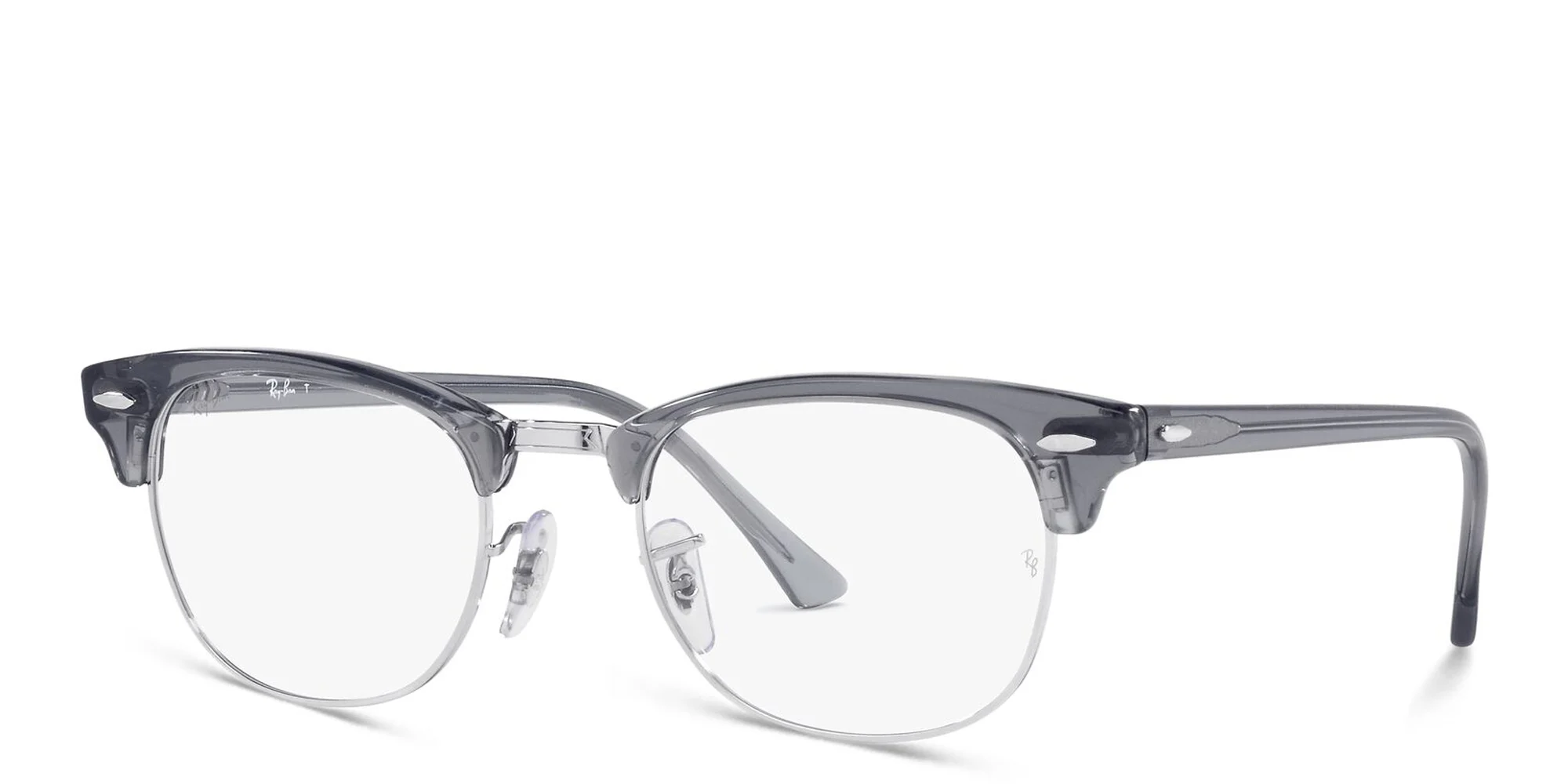 تسوق نظارة طبية مربعة بنصف إطار راي بان بلون رمادي شفاف أونلاين.