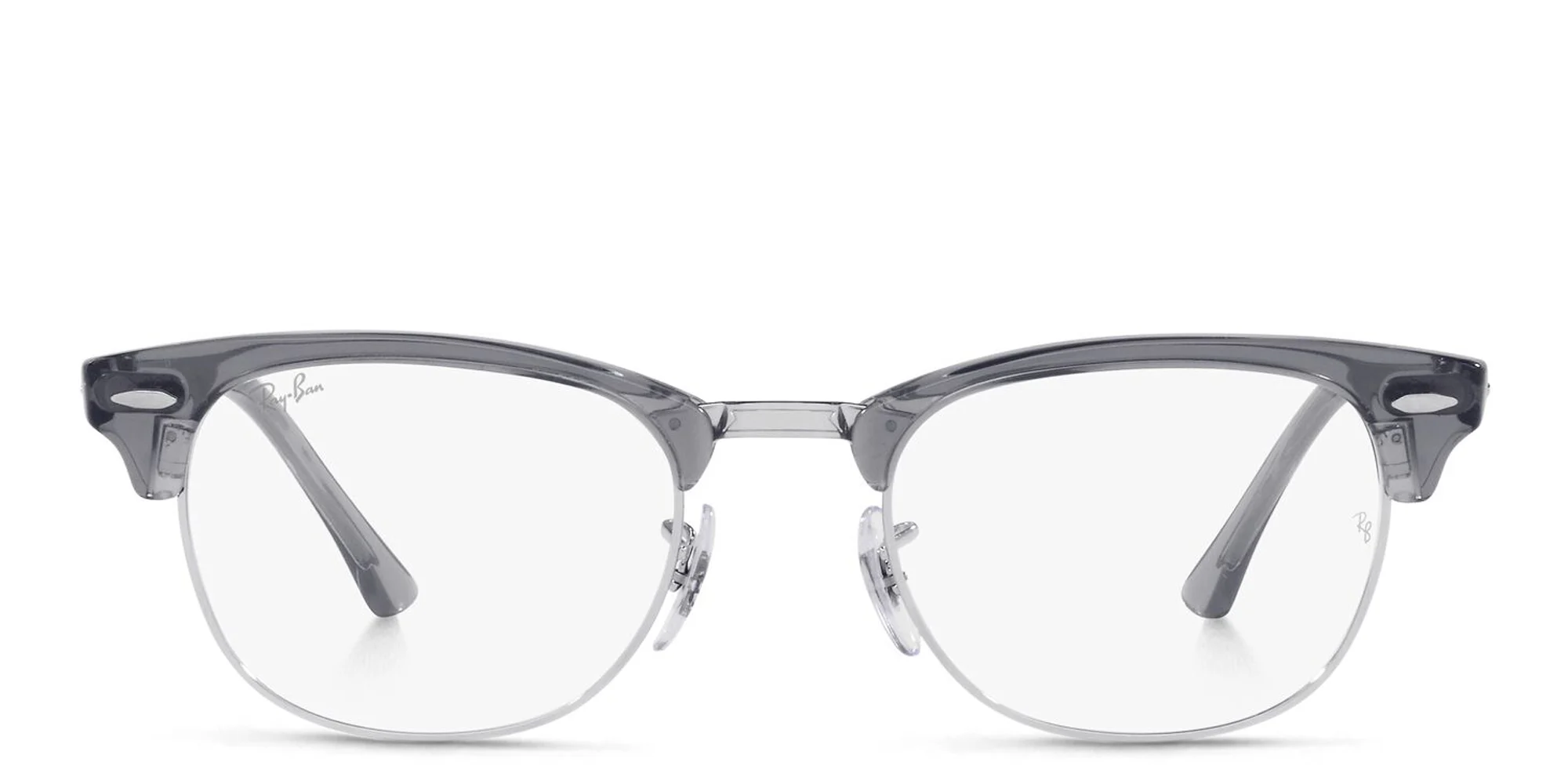 Shop Ray-Ban Half Rim Square Eyeglasses in Transparent Grey online.