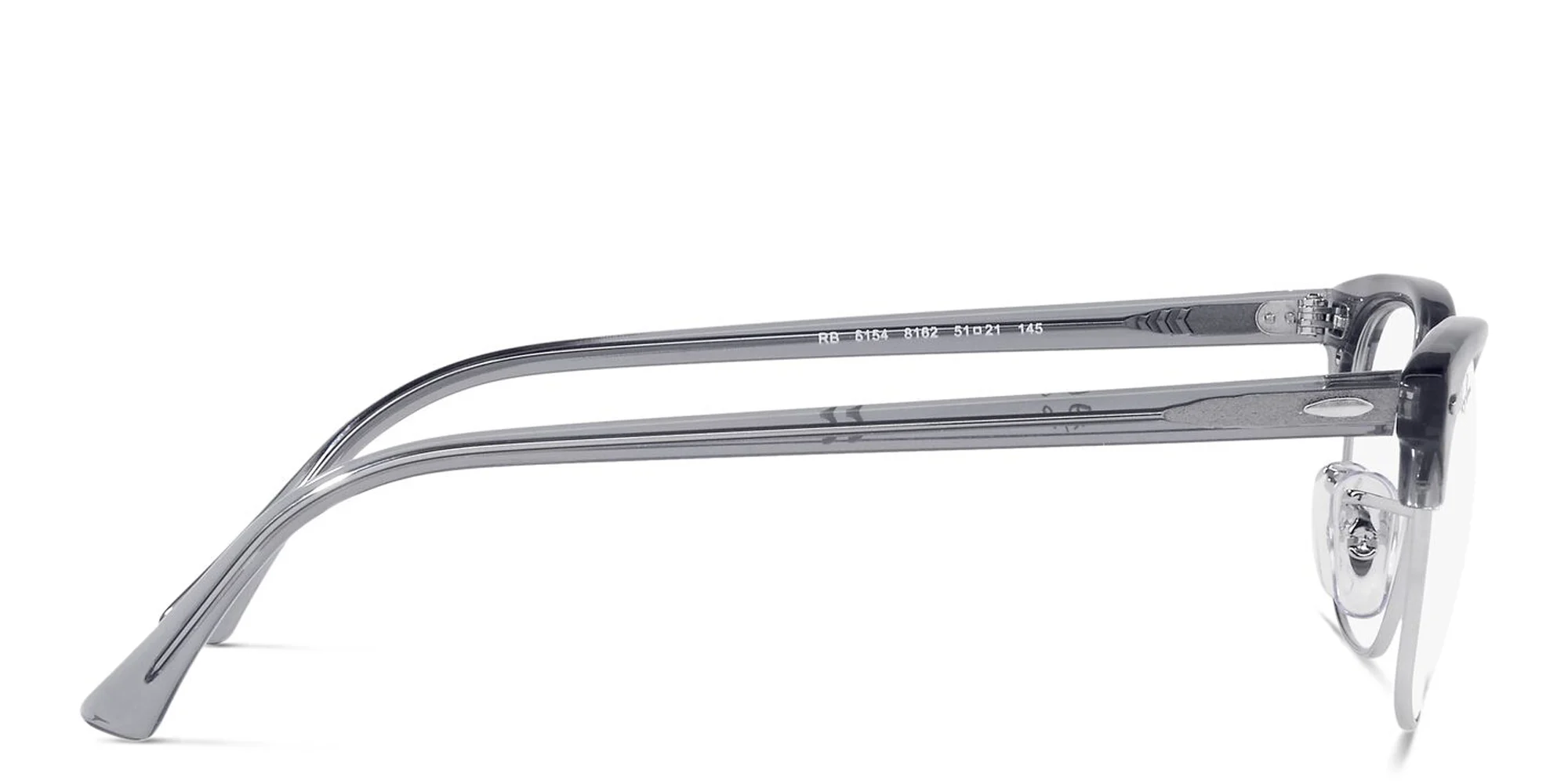 Shop Ray-Ban Half Rim Square Eyeglasses in Transparent Grey online.