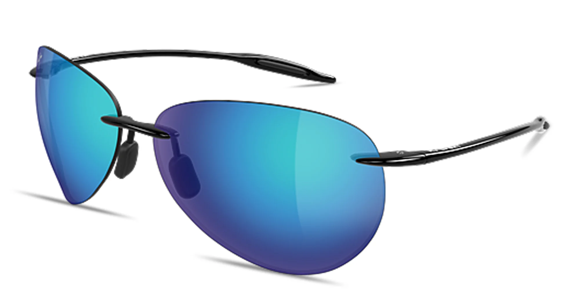 Shop Maui Jim Sugar Beach Unisex Rimless Aviator Sunglasses in Shiny Black online.
