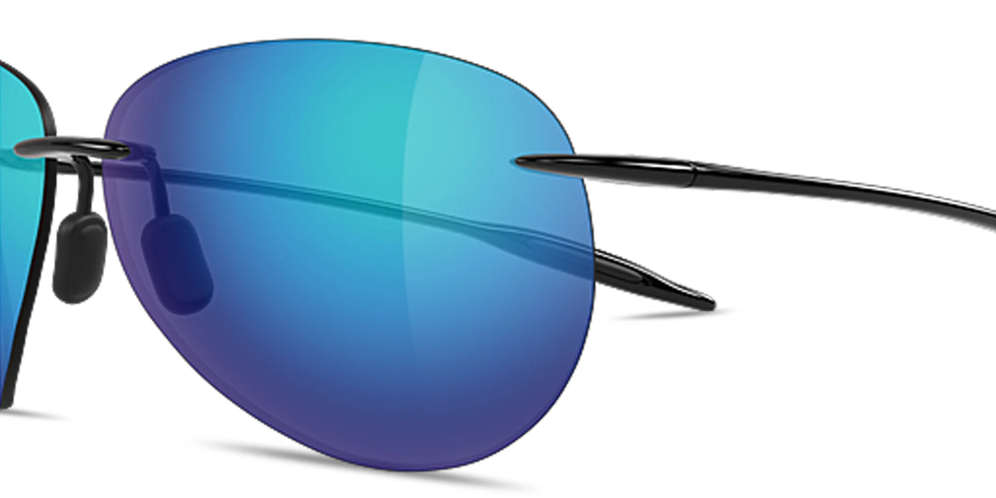 Shop Maui Jim Sugar Beach Unisex Rimless Aviator Sunglasses in Shiny Black online.