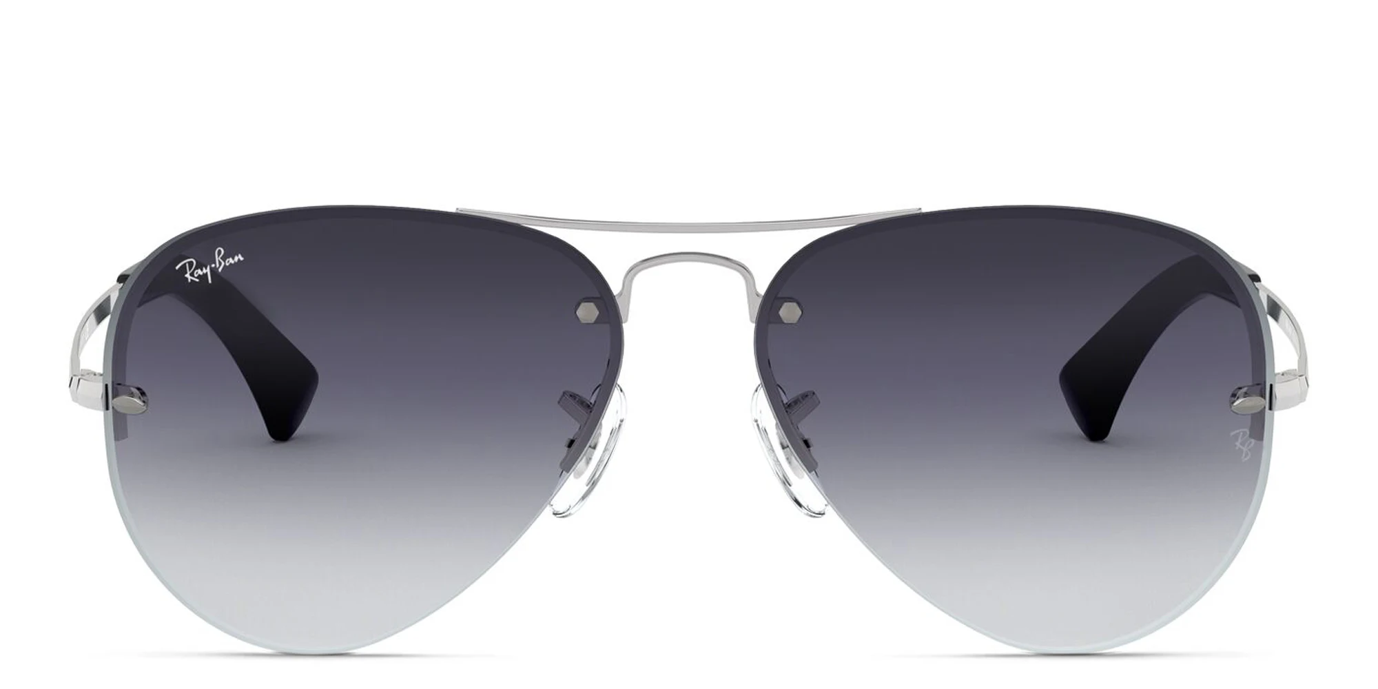 Shop Ray-Ban Unisex Half-Rim Pilot Sunglasses in Silver online.