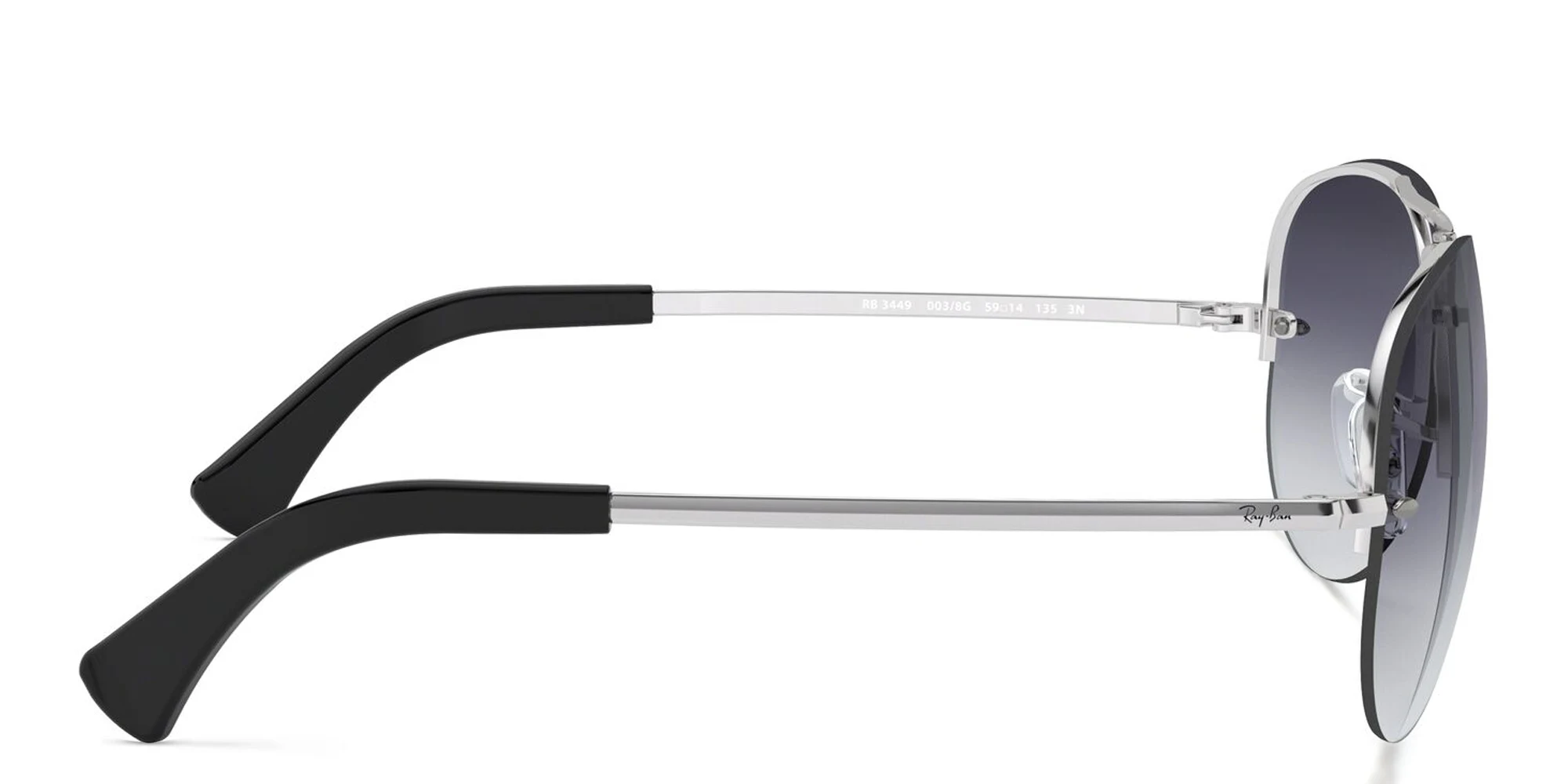 Shop Ray-Ban Unisex Half-Rim Pilot Sunglasses in Silver online.