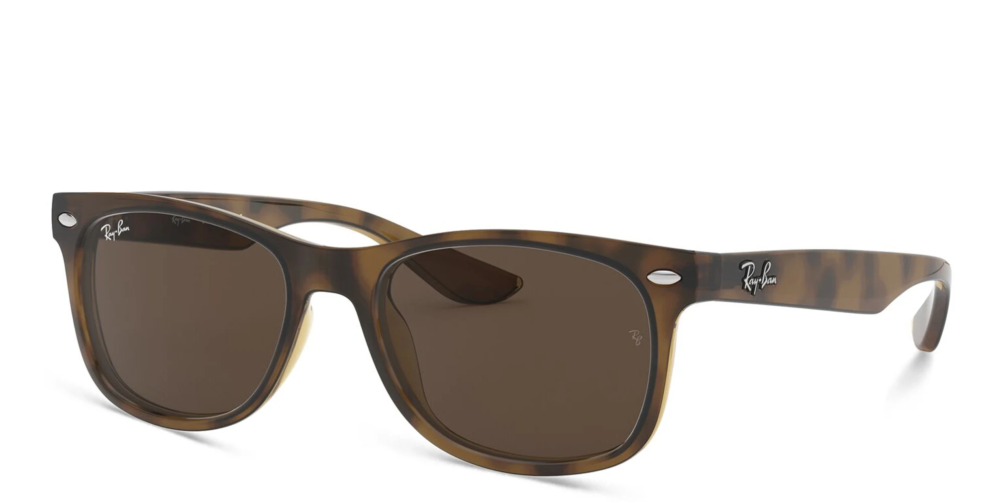 Shop Ray-Ban Junior New Wayfarer Kids Square Sunglasses in Havana online.