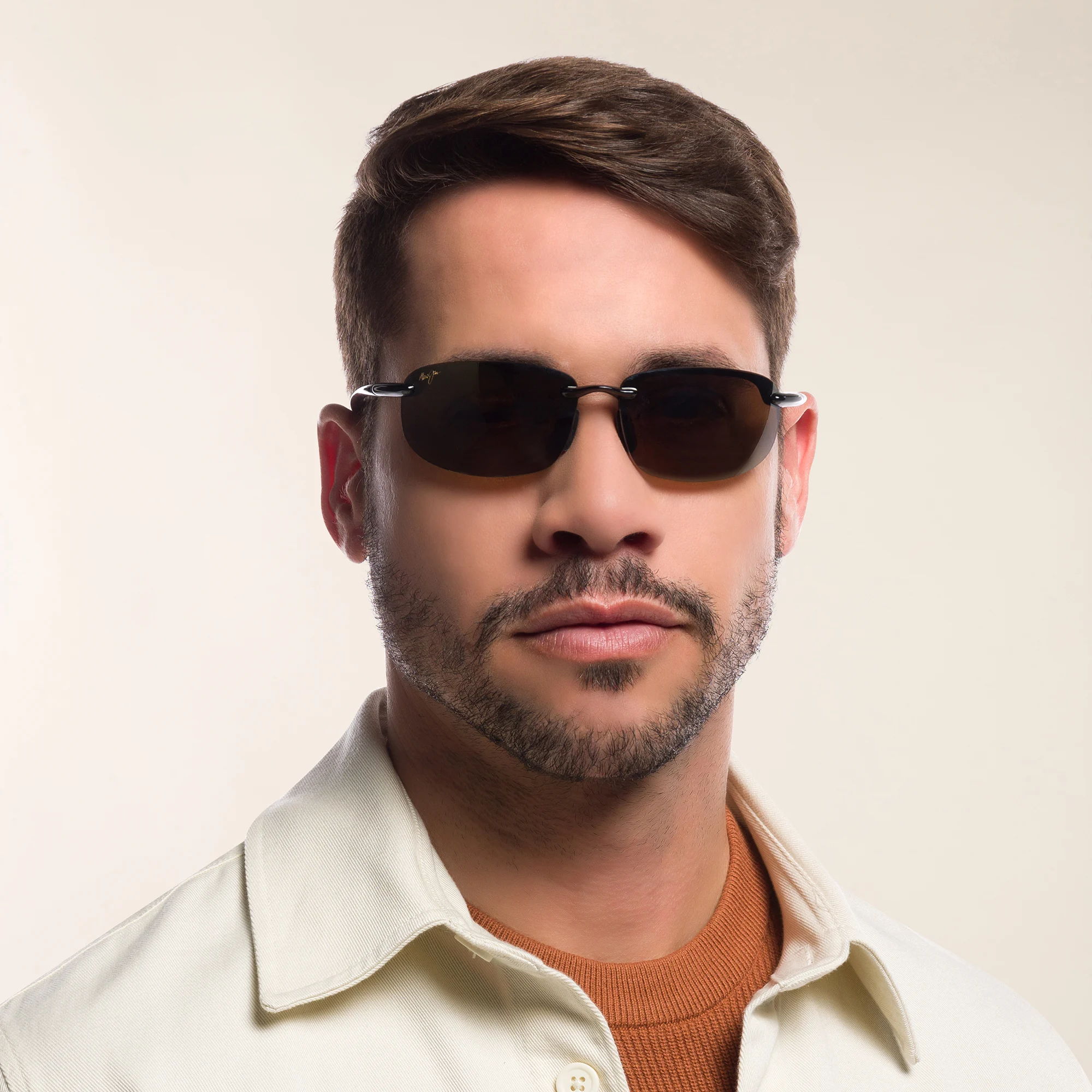Shop Maui Jim Ho'Okipa Unisex Rimless Wide Rectangle Sunglasses in Black online.