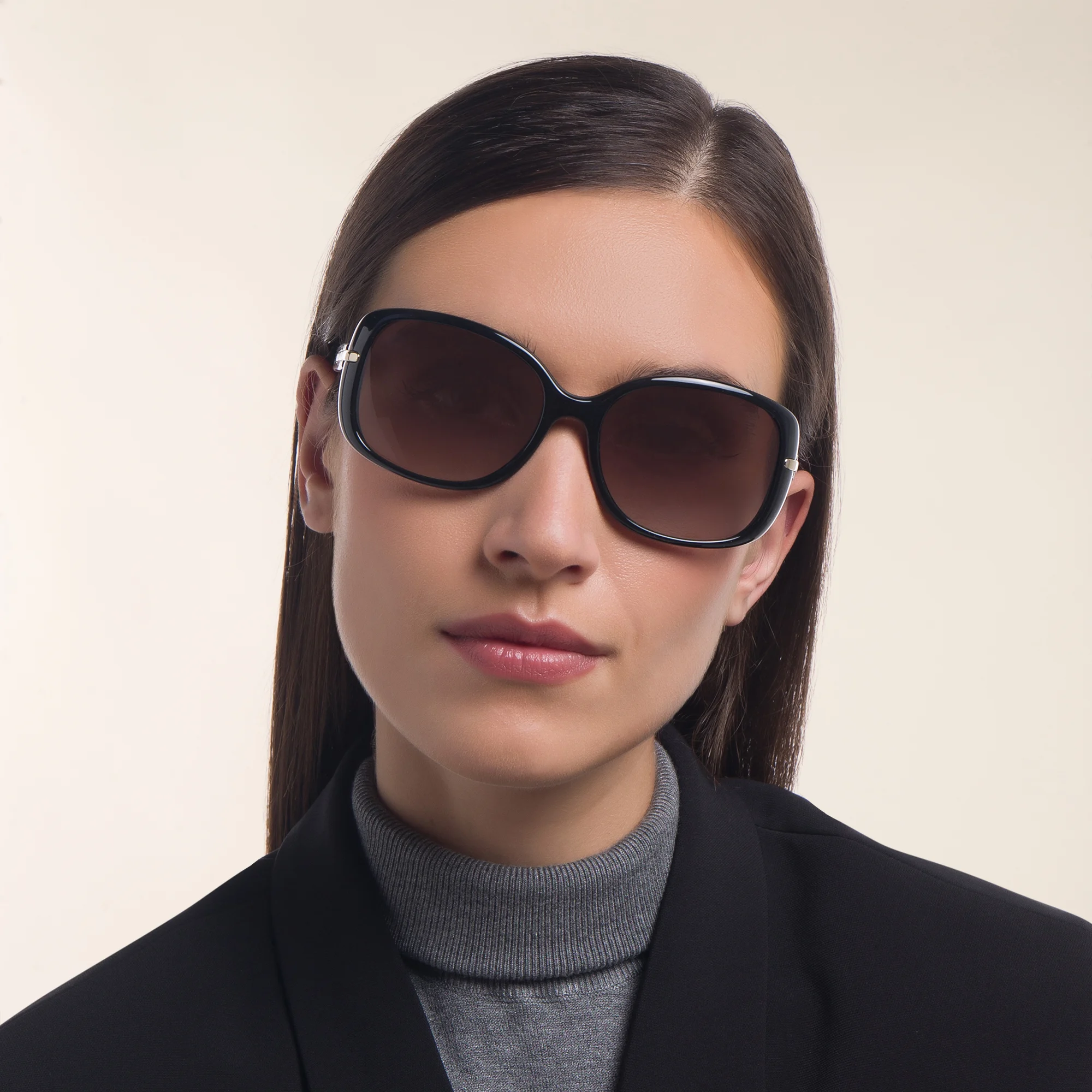 Shop PRADA Rectangle Sunglasses in Black online.