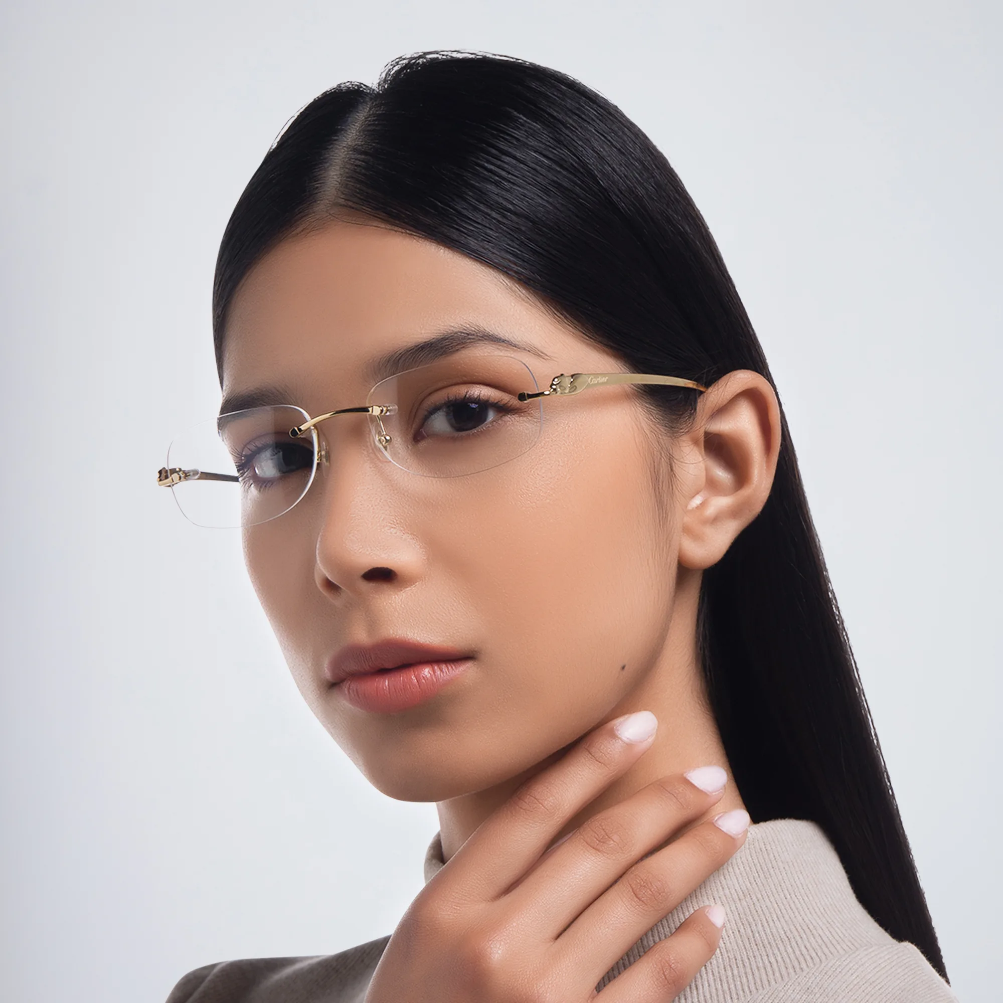 Shop Cartier Panthère de Cartier Unisex Eyeglasses in Gold online.