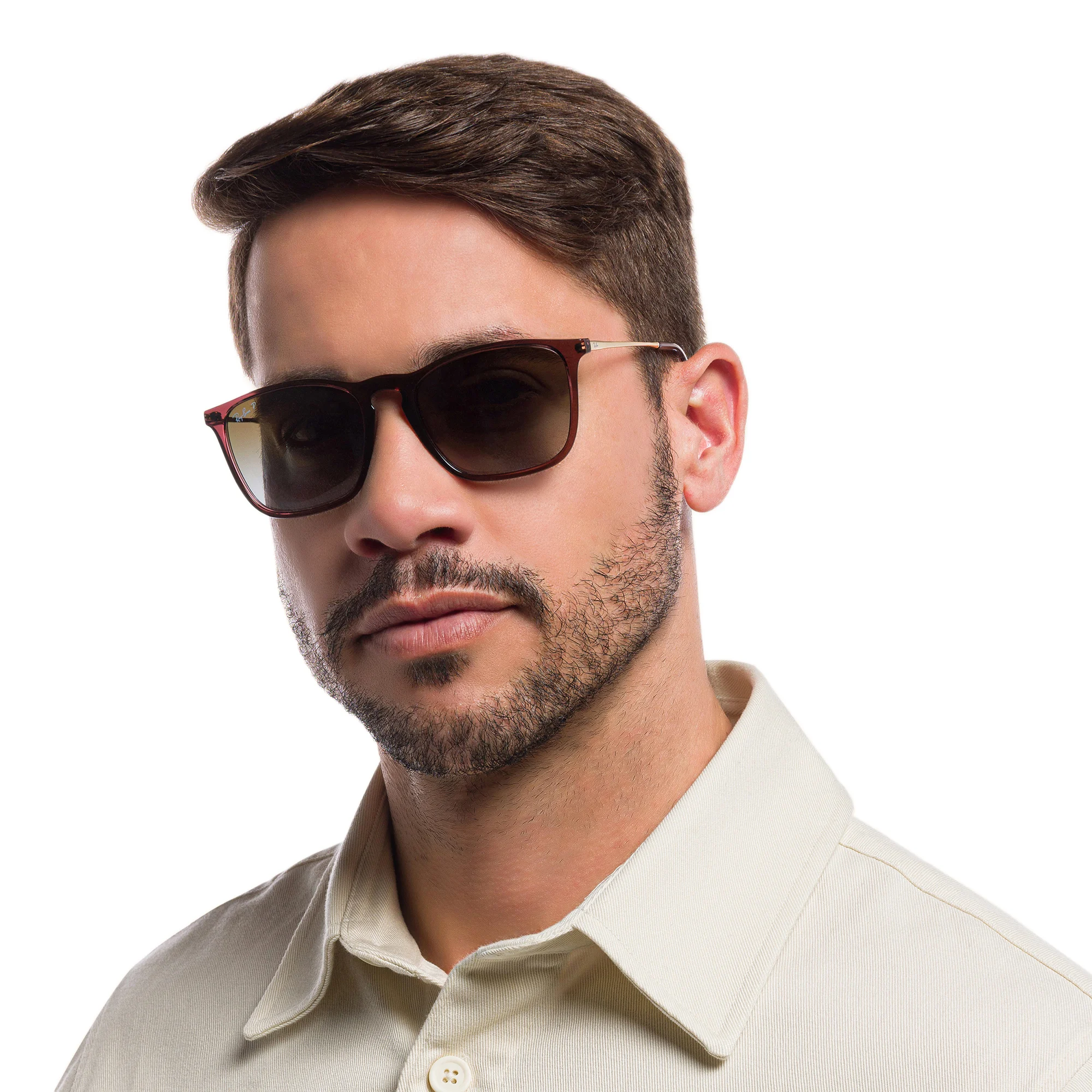 Shop Ray-Ban Chris Square Sunglasses in Transparent Brown online.