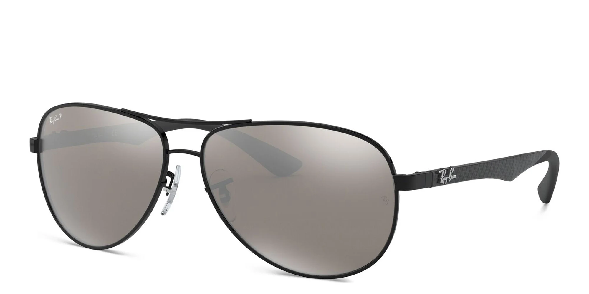 Shop Ray-Ban Carbon Fibre Aviator Sunglasses in Black online.