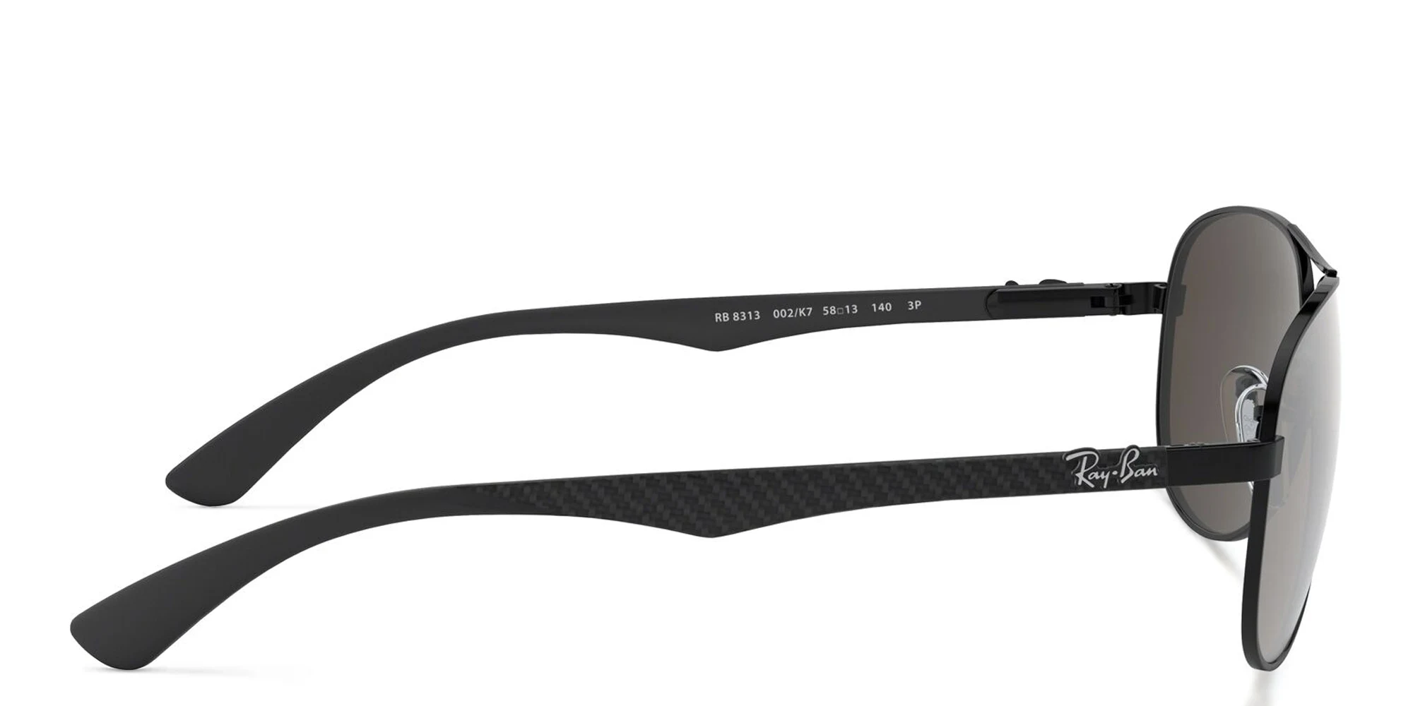 Shop Ray-Ban Carbon Fibre Aviator Sunglasses in Black online.