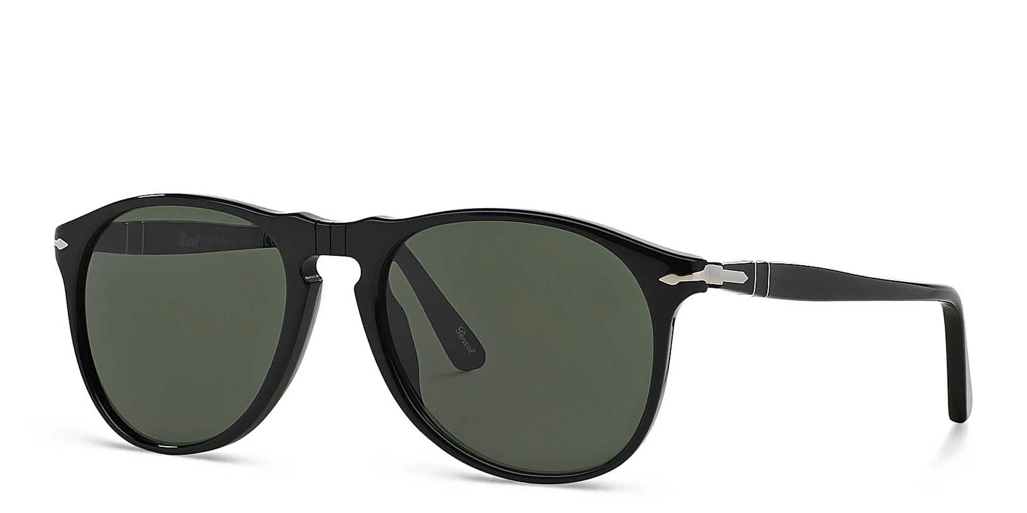 Shop PERSOL Pilot Sunglasses in Black online.
