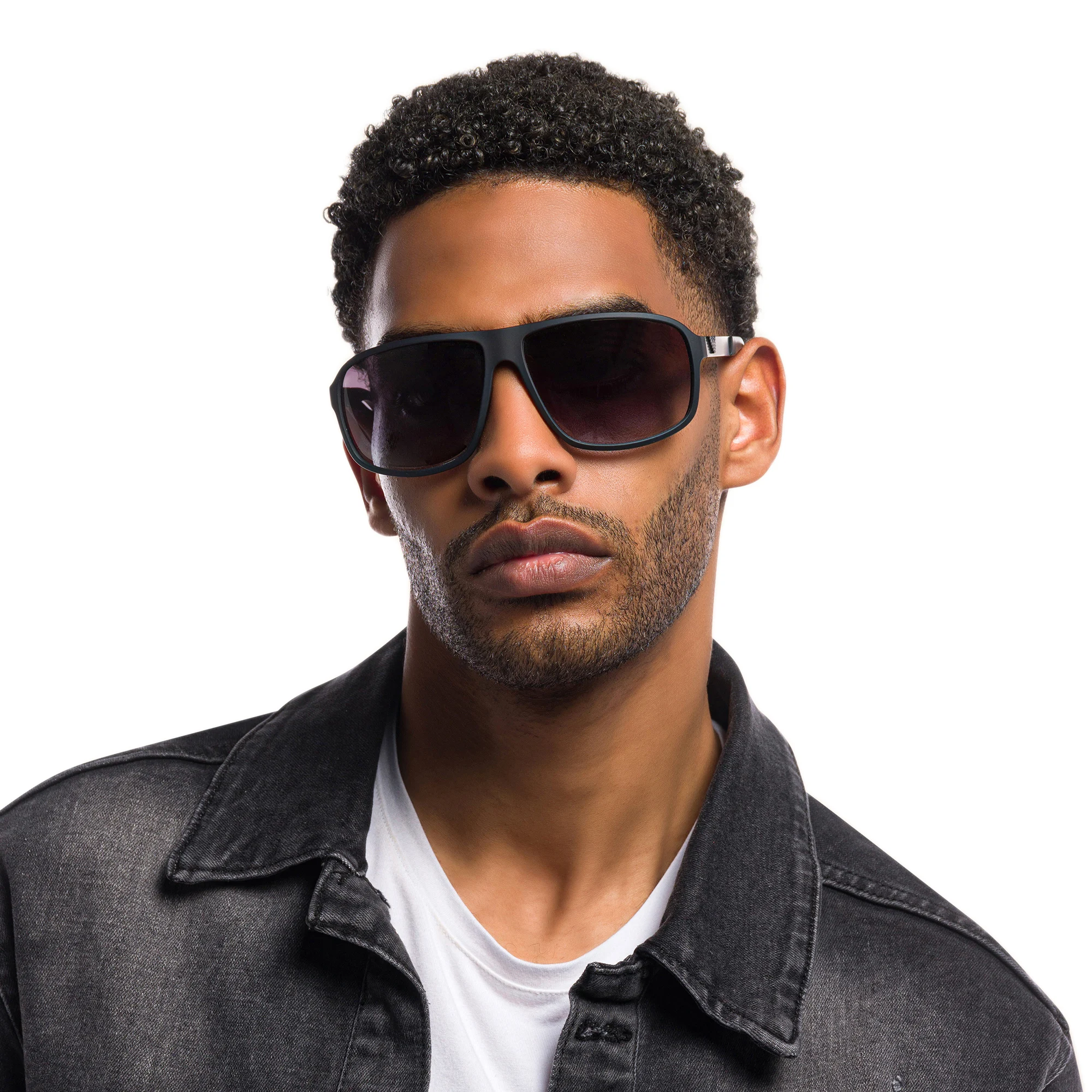 Shop Emporio Armani Unisex Square Sunglasses in Rubber Black online.