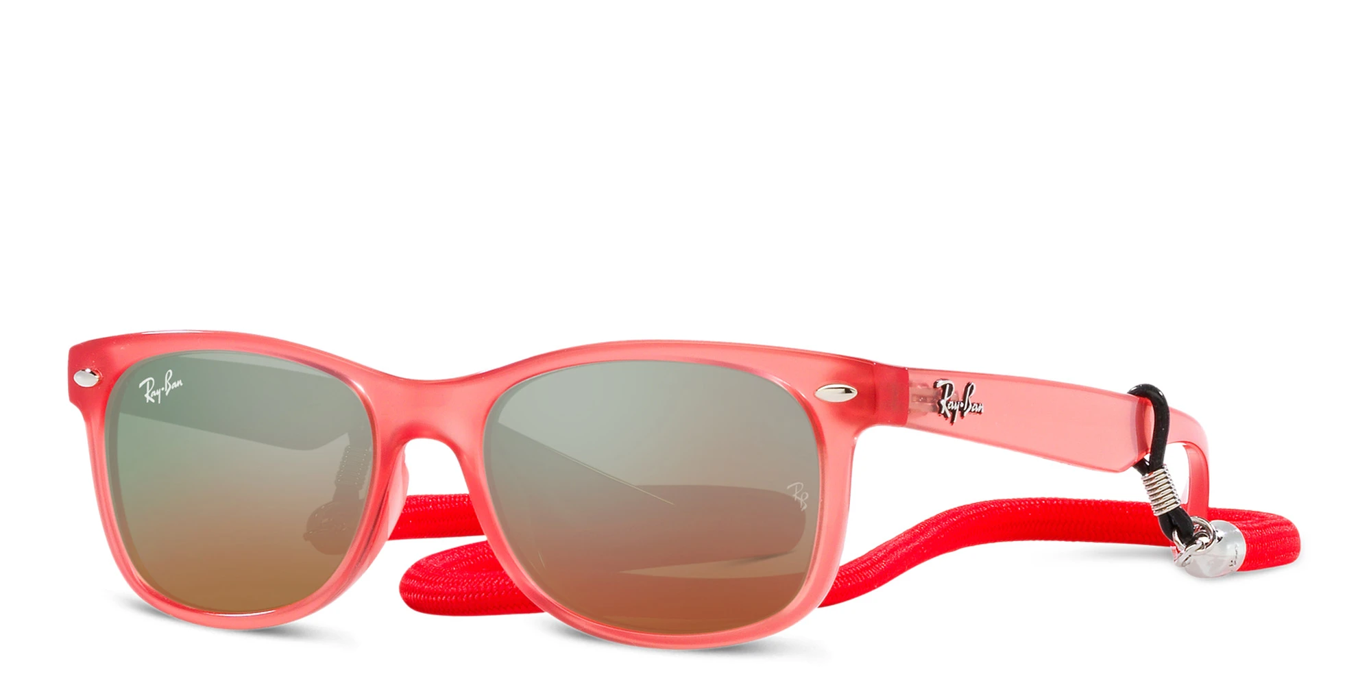 Shop Ray-Ban Junior New Wayfarer Kids Square Sunglasses in Opal Red online.