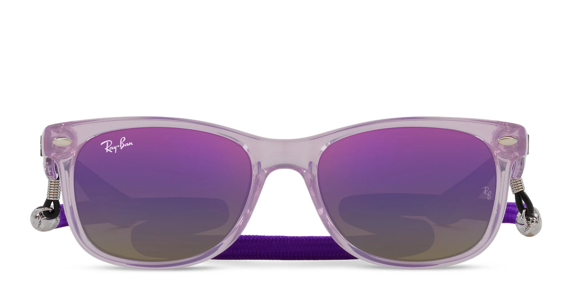 Shop Ray-Ban Junior New Wayfarer Kids Square Sunglasses in Opal Purple online.