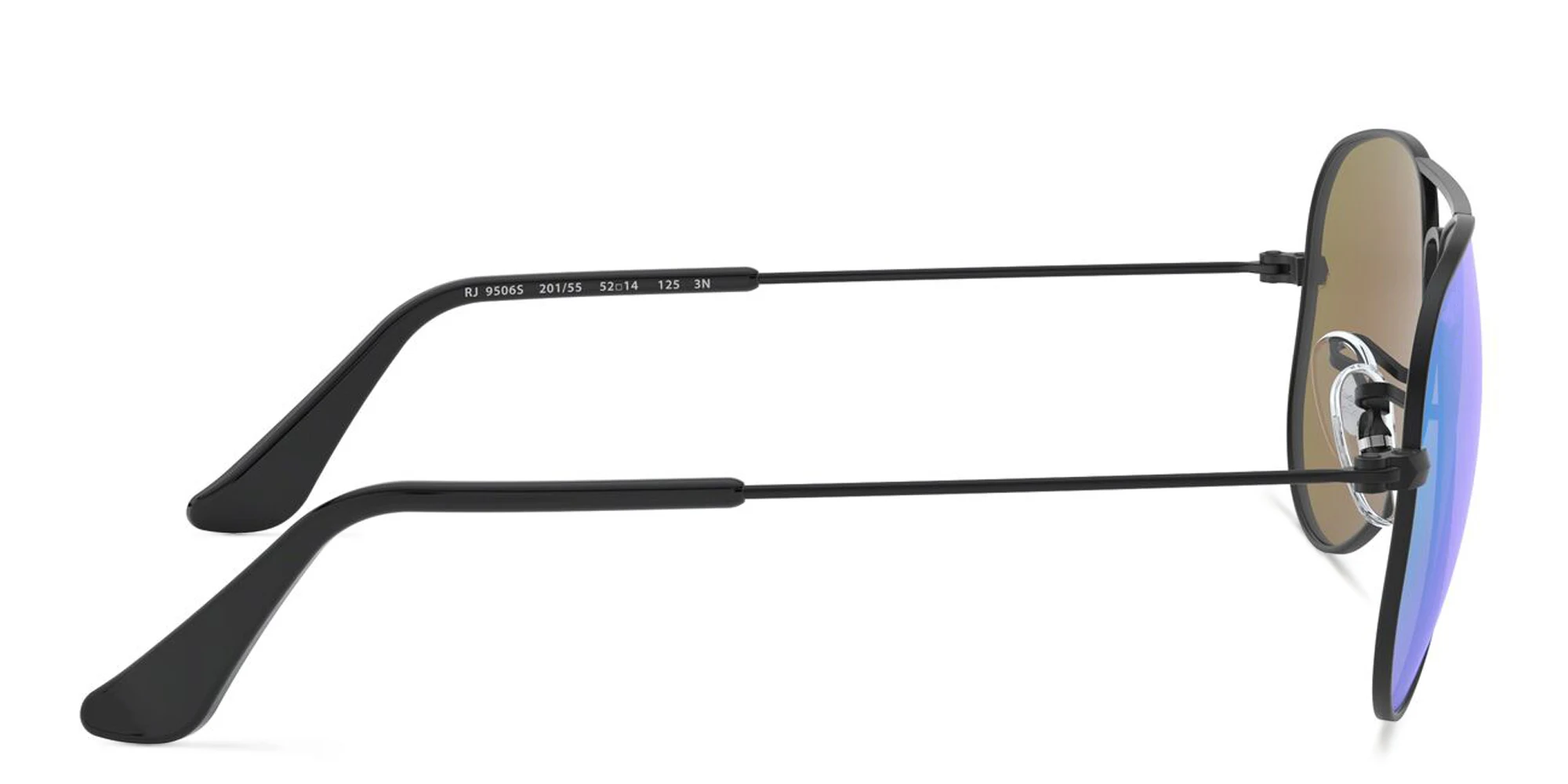 Shop Ray-Ban Junior Kids Mirror Aviator Sunglasses in Black online.