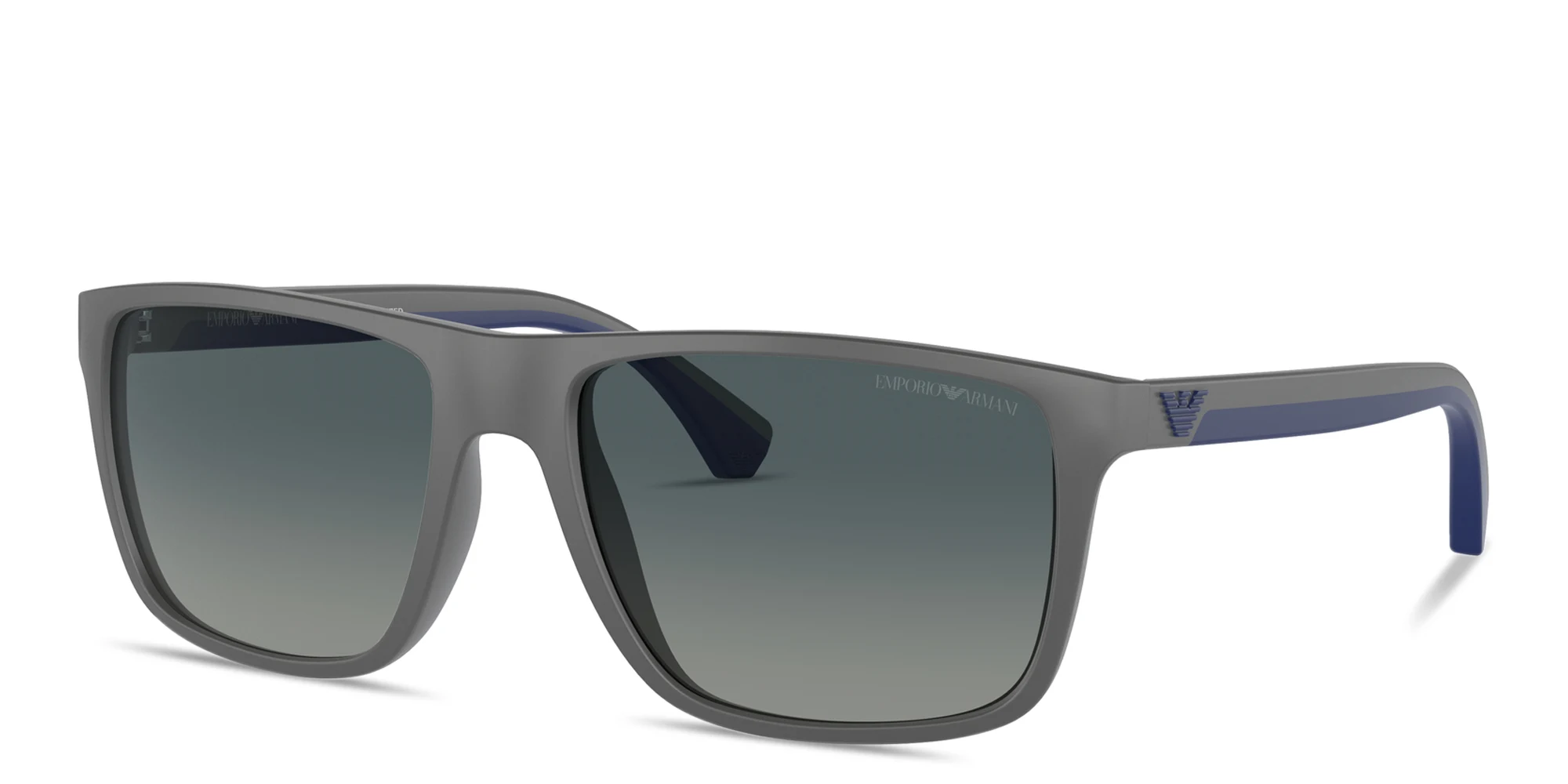 Shop Emporio Armani Logo Square Sunglasses in Grey online.