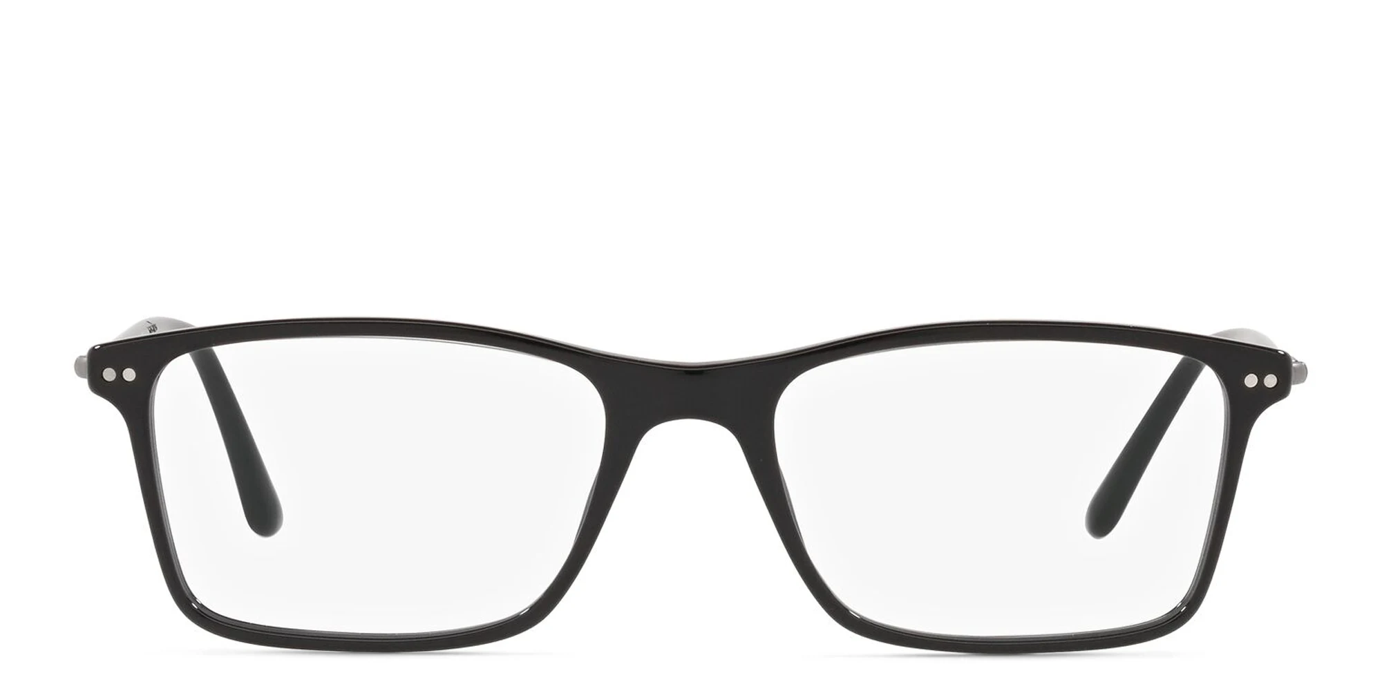 Shop GIORGIO ARMANI Wide Rectangle Eyeglasses in Black online.