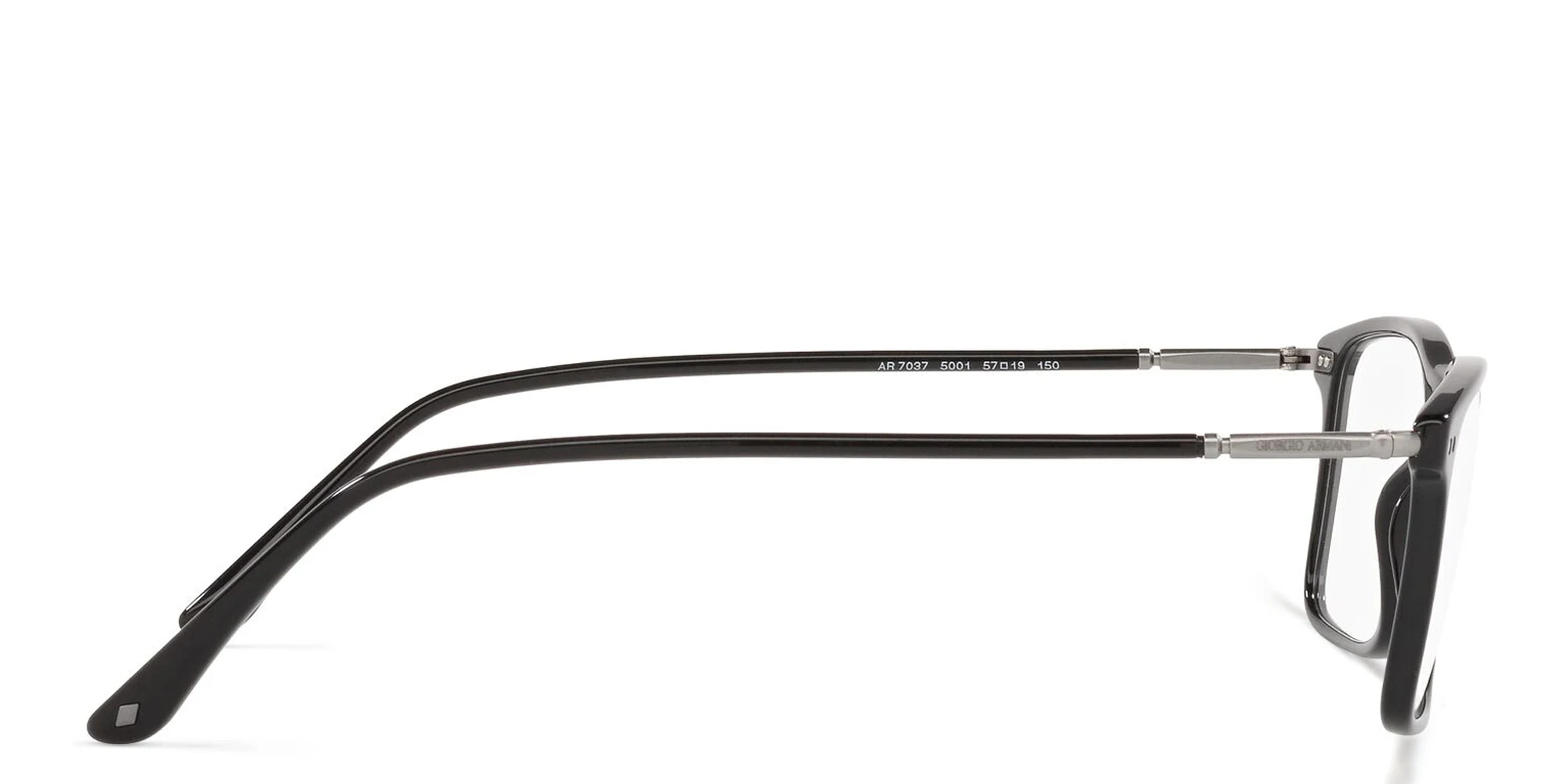 Shop GIORGIO ARMANI Wide Rectangle Eyeglasses in Black online.