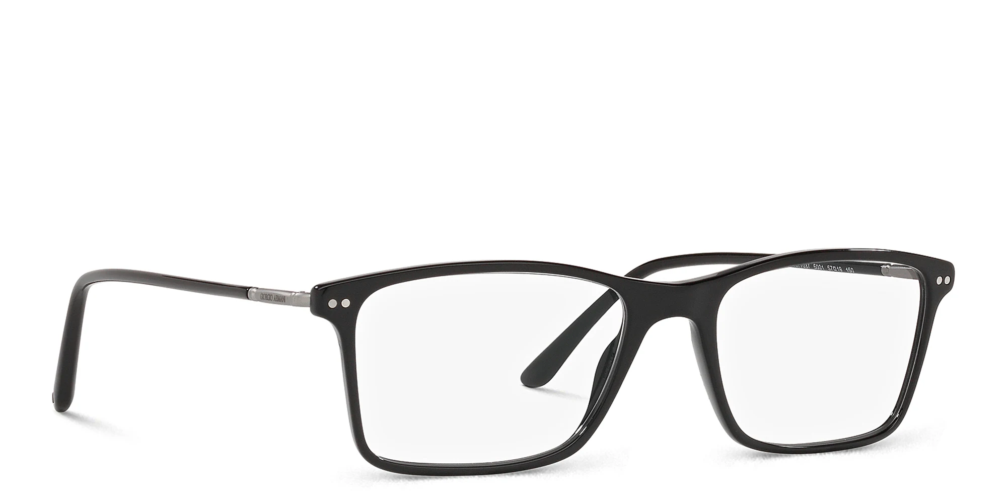 Shop GIORGIO ARMANI Wide Rectangle Eyeglasses in Black online.