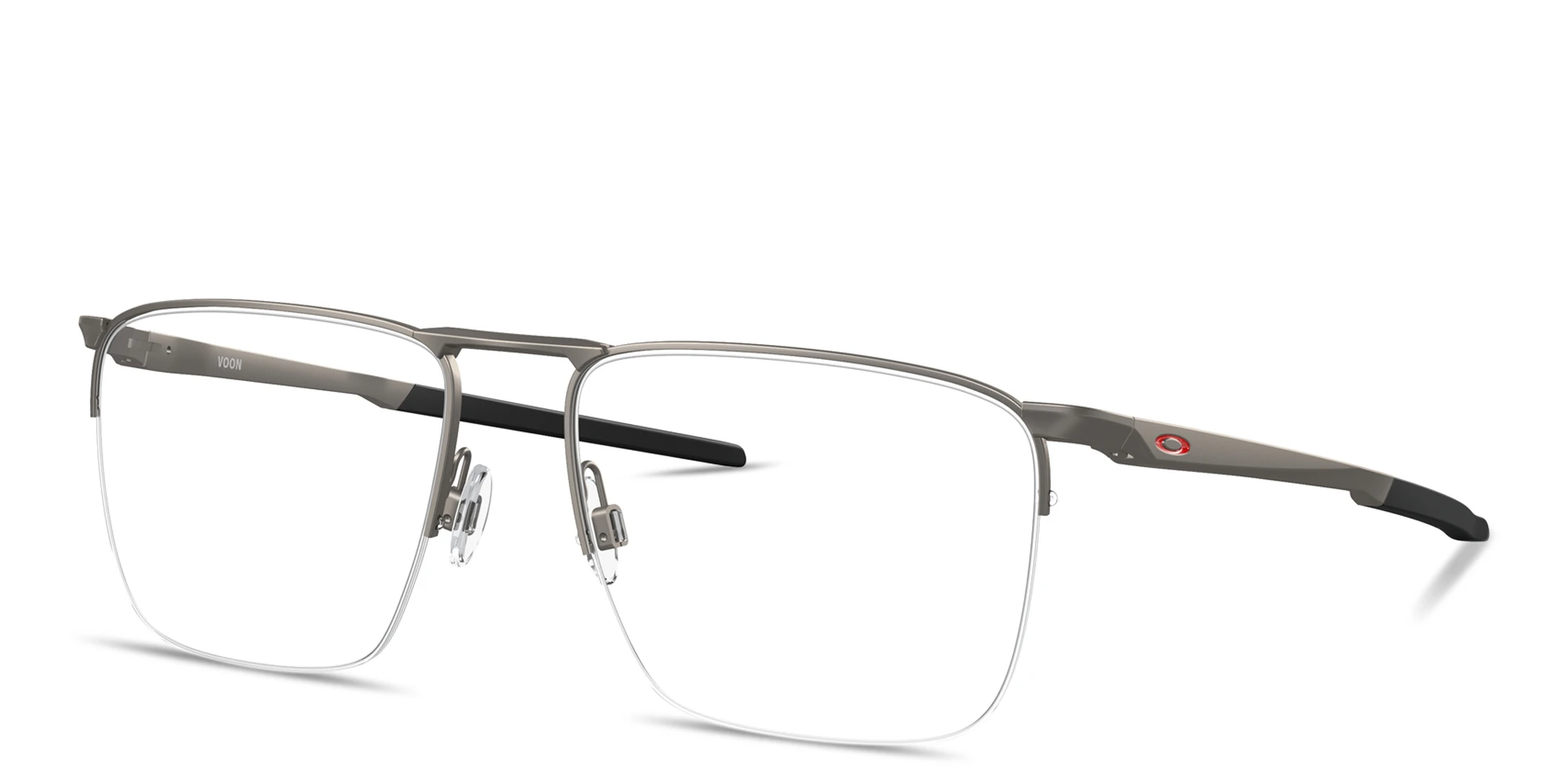 Shop Oakley Voon Half-Rim Square Eyeglasses in Gunmetal online.