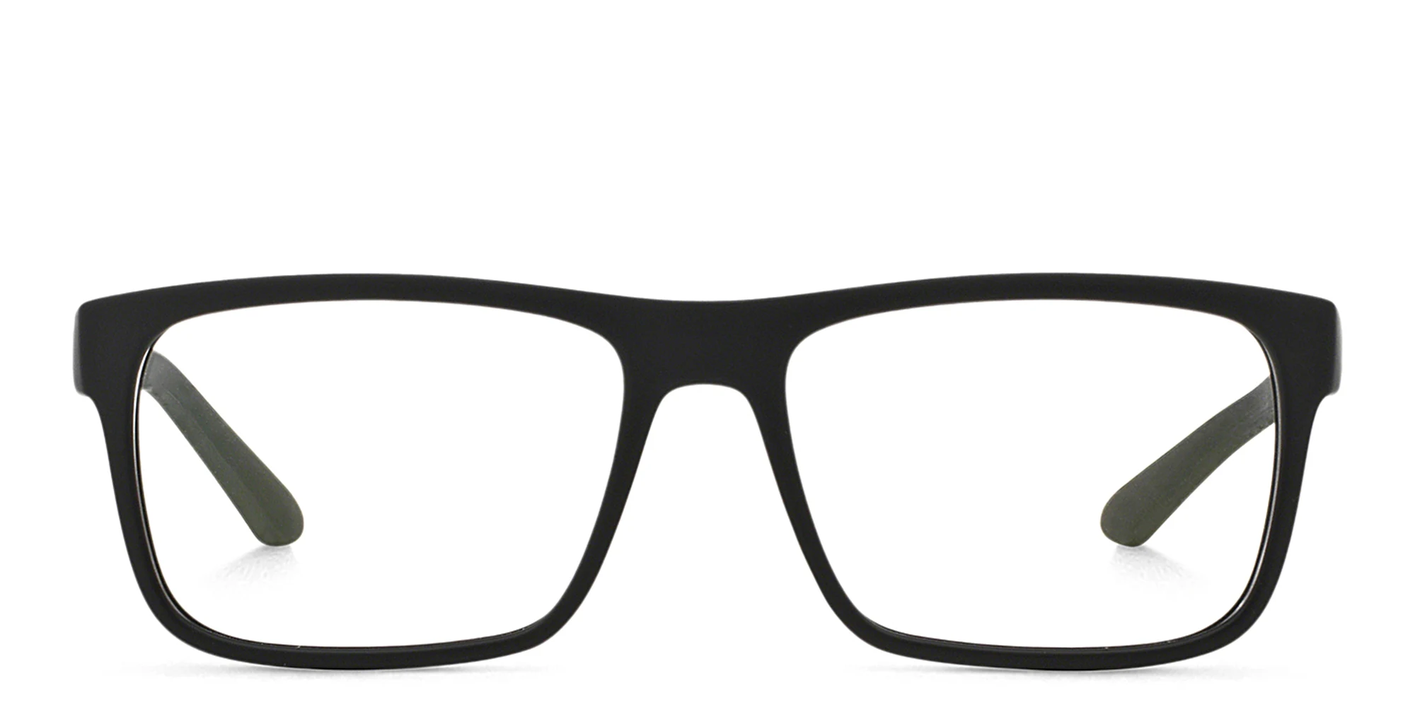 Shop GIORGIO ARMANI Rectangle Eyeglasses in Black Rubber online.