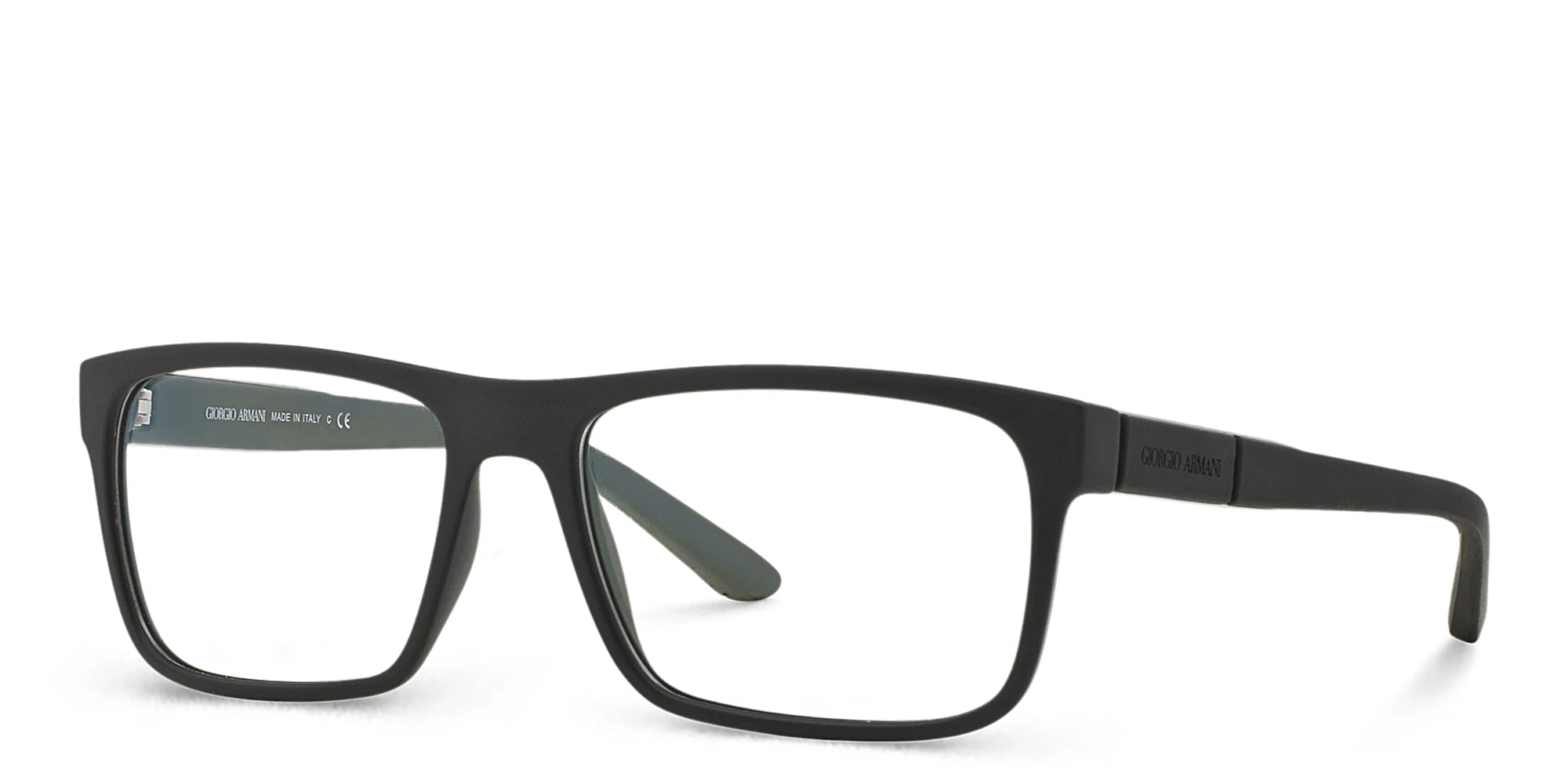 Shop GIORGIO ARMANI Rectangle Eyeglasses in Black Rubber online.