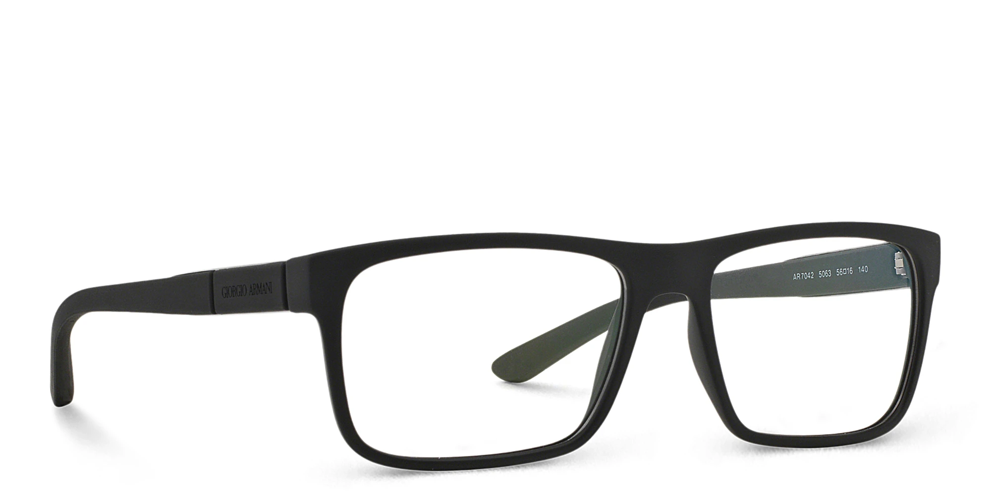Shop GIORGIO ARMANI Rectangle Eyeglasses in Black Rubber online.