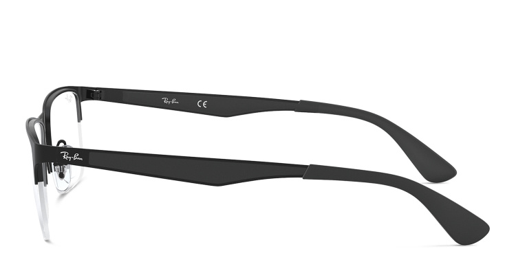 Shop Ray-Ban Optics Unisex Half-Rim Rectangle Eyeglasses in Black online.