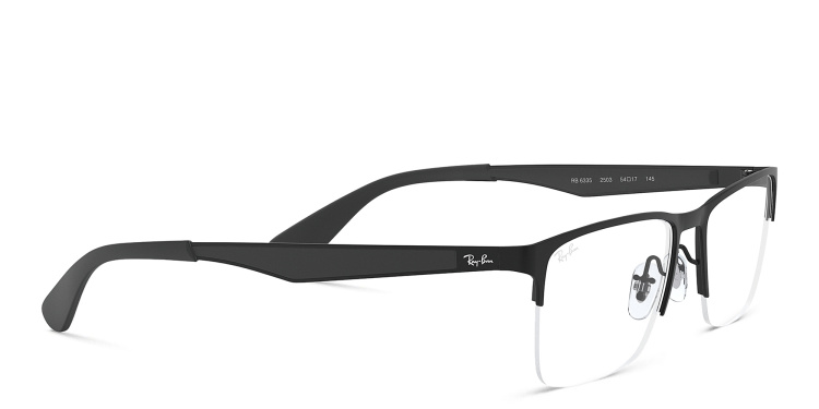 Shop Ray-Ban Optics Unisex Half-Rim Rectangle Eyeglasses in Black online.