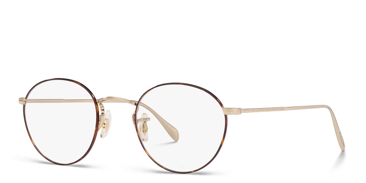 Shop OLIVER PEOPLES Round Eyeglasses in Gold online.