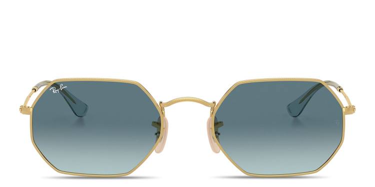 Shop Ray-Ban Octagonal Classic Unisex Sunglasses in Gold online.