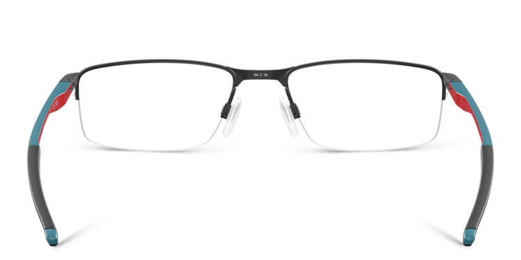 Shop Oakley Half-Rim Rectangle Eyeglasses in Black online.